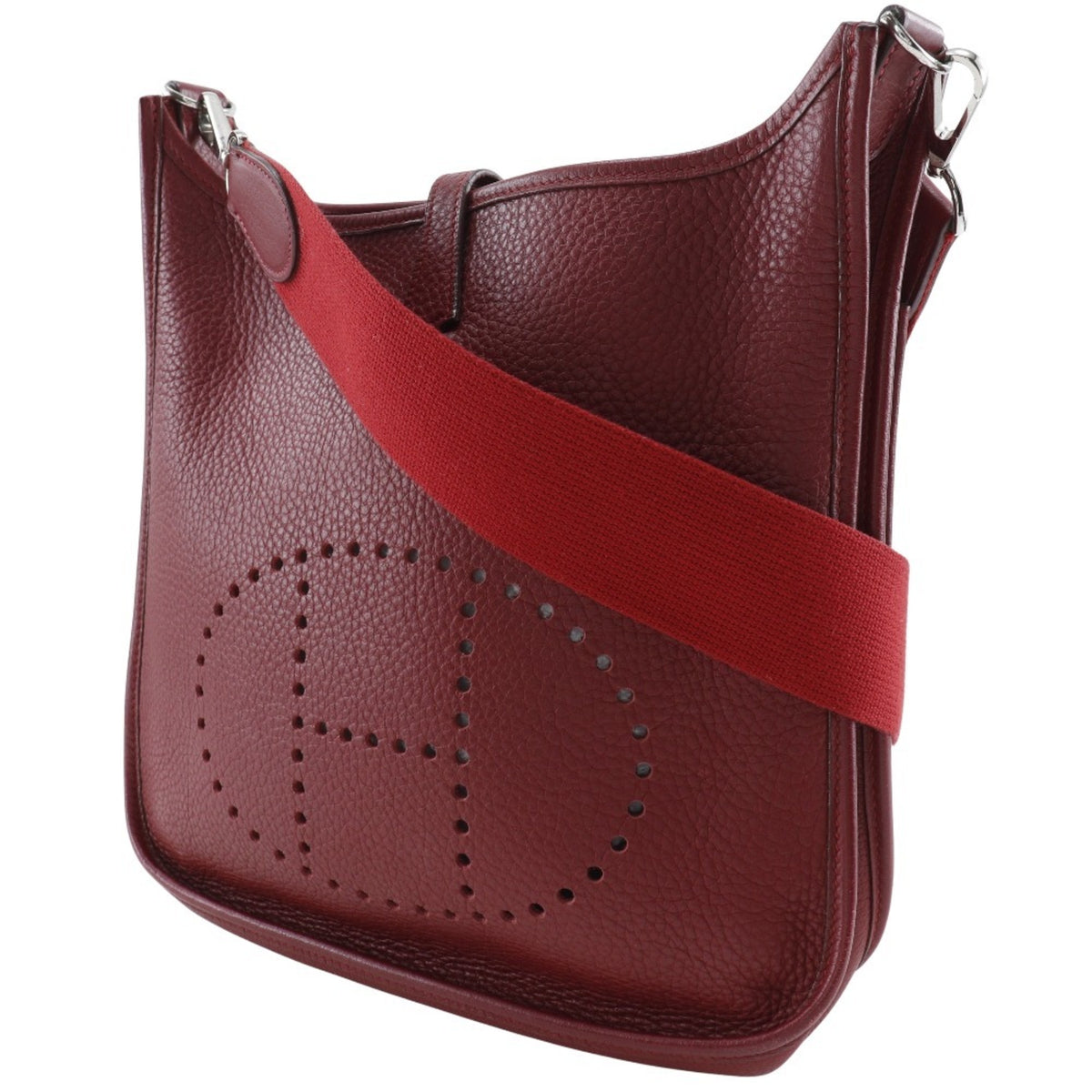 Hermes Red Color Taurillon Clemence Leather Shoulder Bag (Pre-Owned)