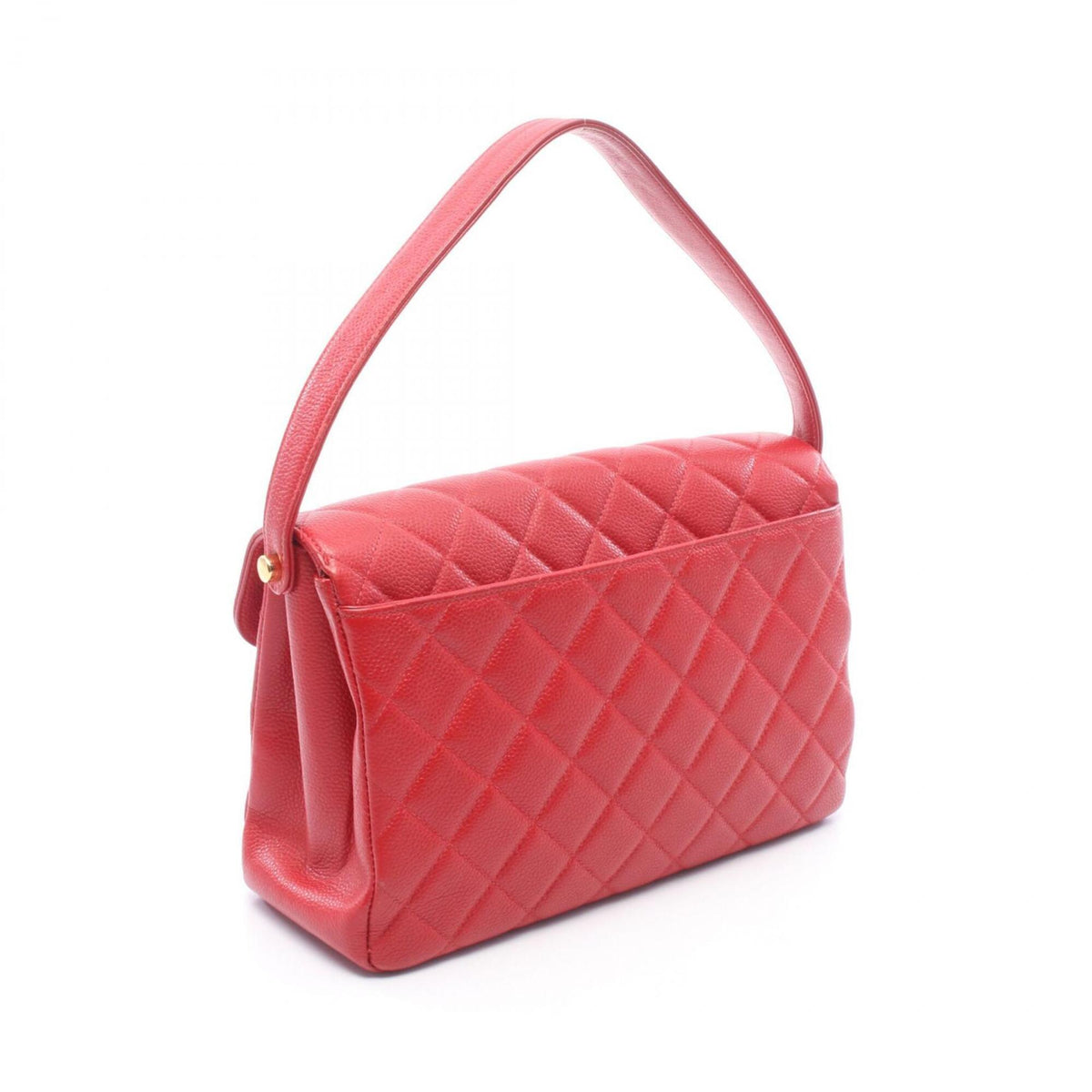 Chanel Red Color Grained Calfskin Handbag (Pre-Owned)