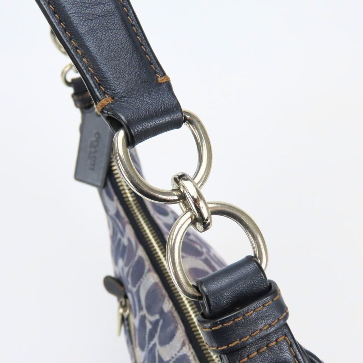 Coach Navy Signature Line Shoulder Bag (Pre-Owned)