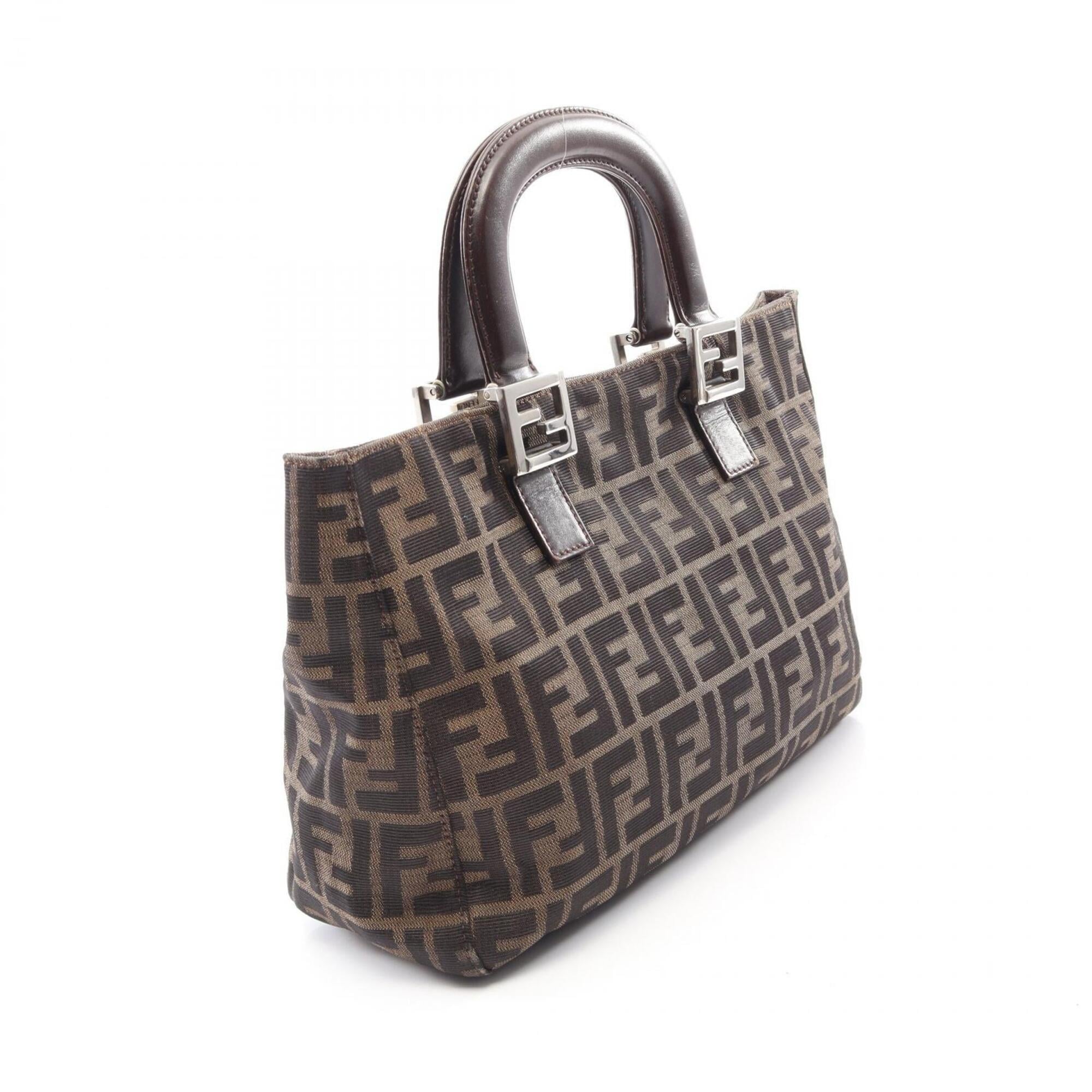 Fendi Brown Canvas Leather Handbag Tote Bag (Pre-Owned)