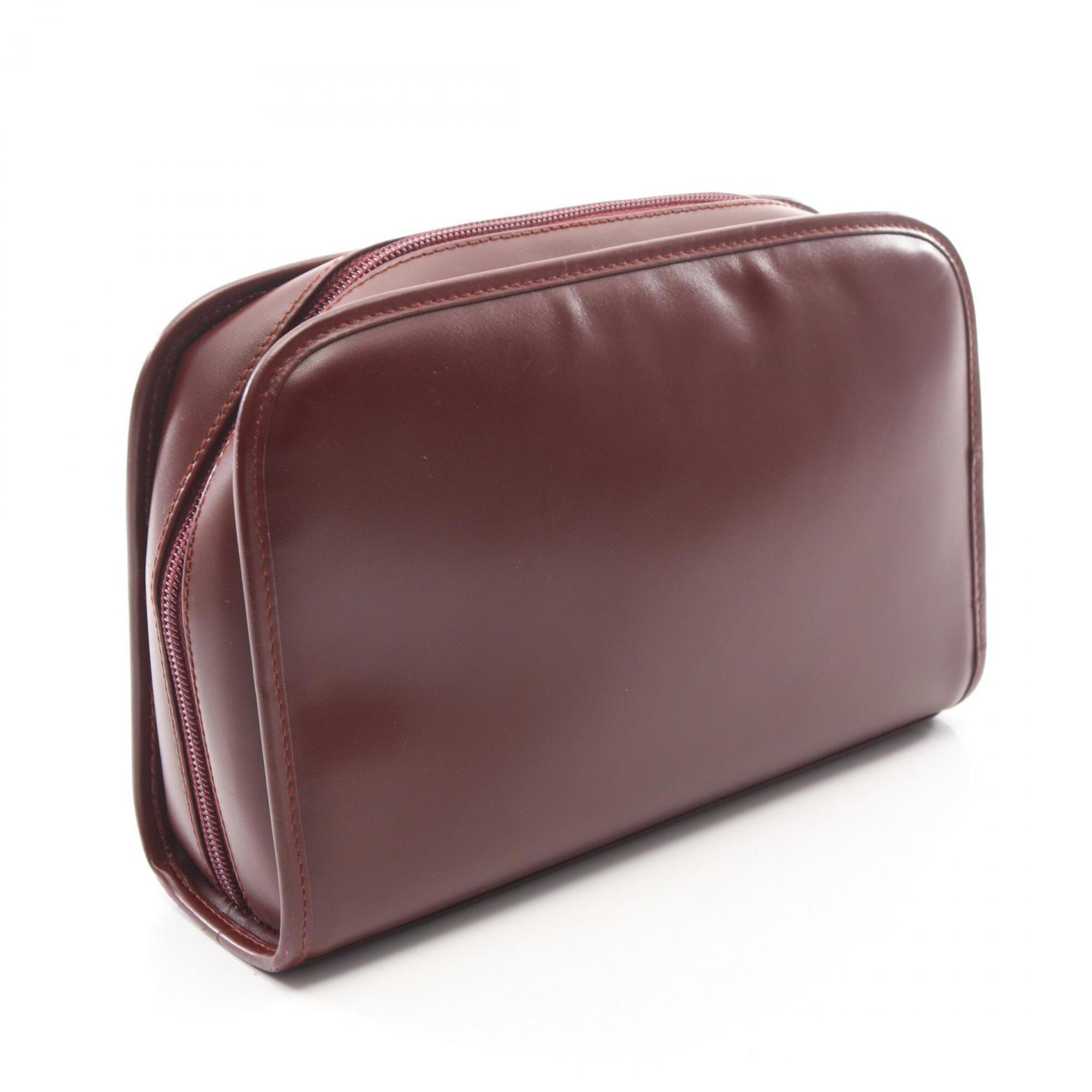 Cartier Bordeaux Leather Clutch Bag Handbag (Pre-Owned)