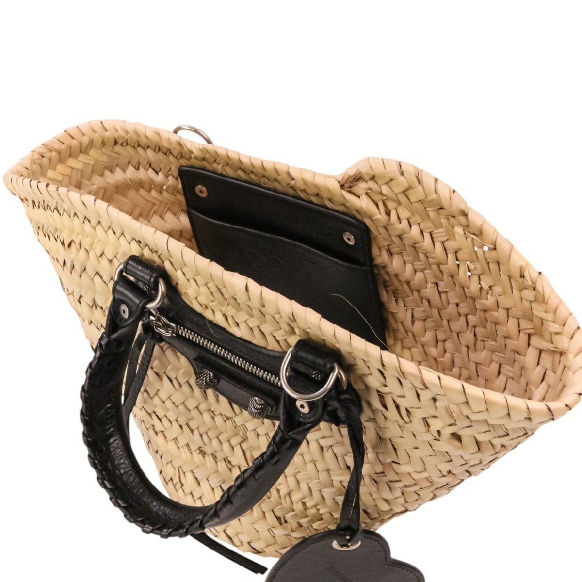 Balenciaga Beige Raffia Leather Basket Shoulder Bag (Pre-Owned)