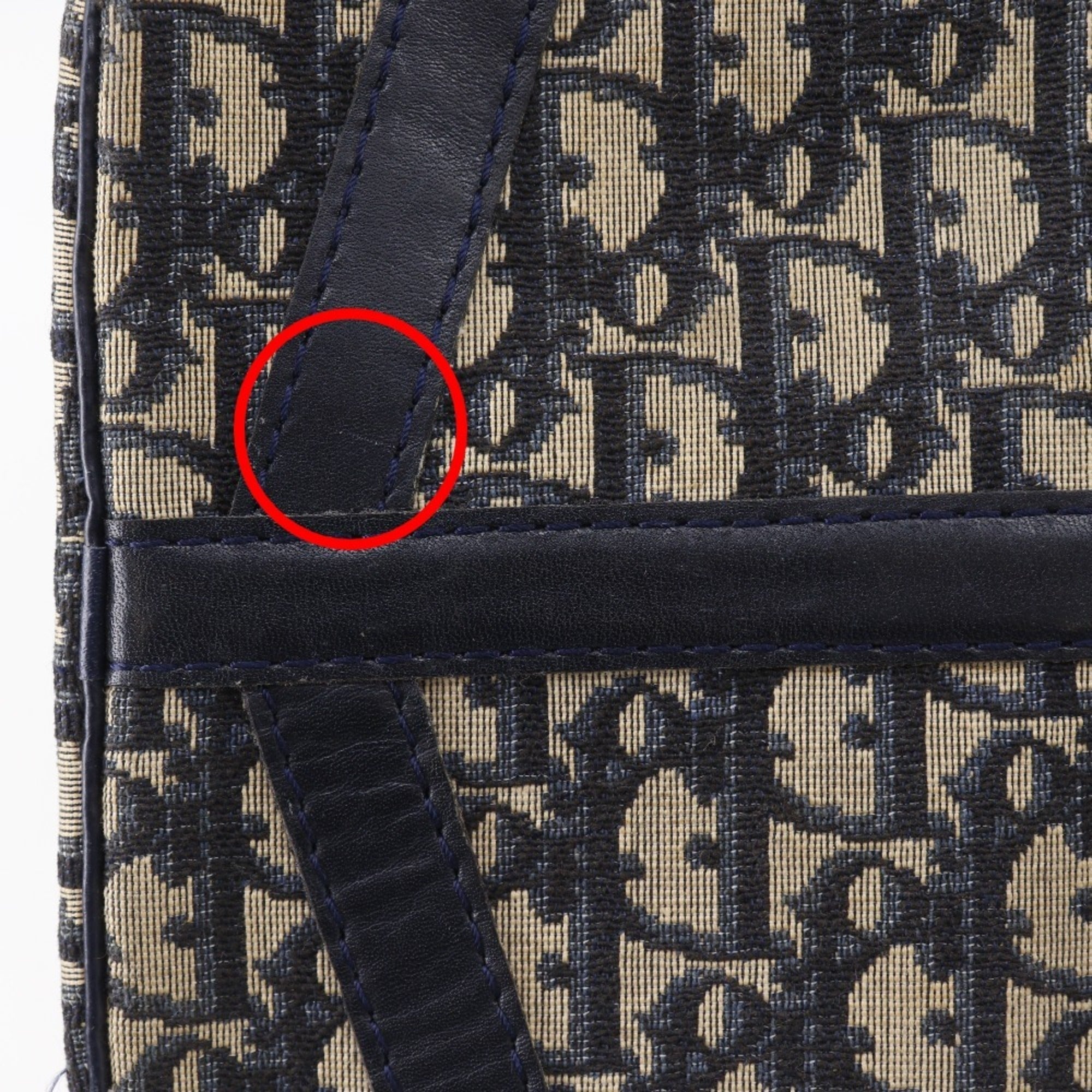 Christian Dior Navy Canvas Boston Bag Handbag (Pre-Owned)