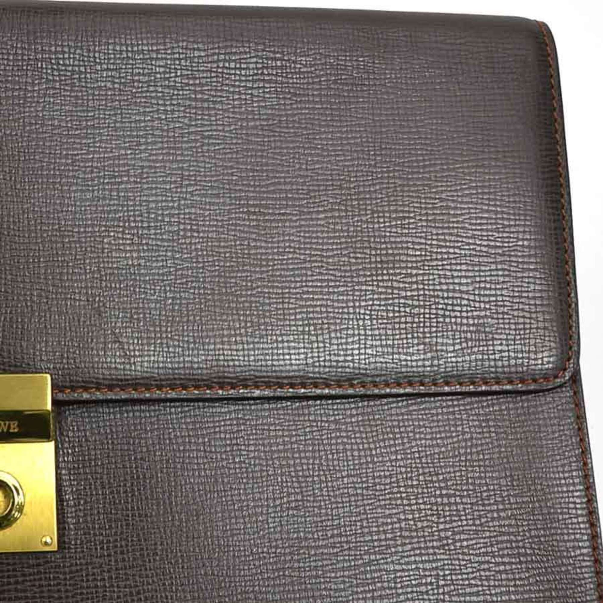 Loewe Dark Brown Leather Clutch Bag (Pre-Owned)