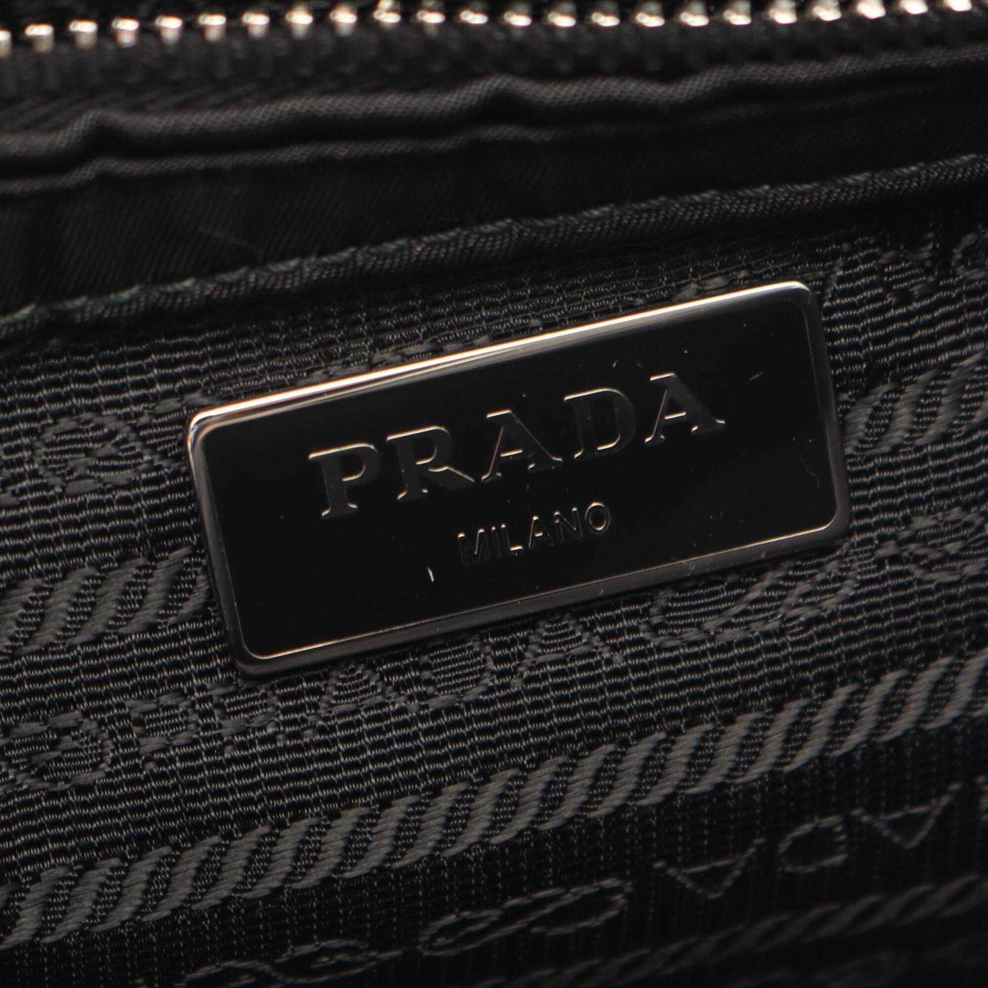 Prada Black Nylon Leather Handbag Shoulder Bag (Pre-Owned)