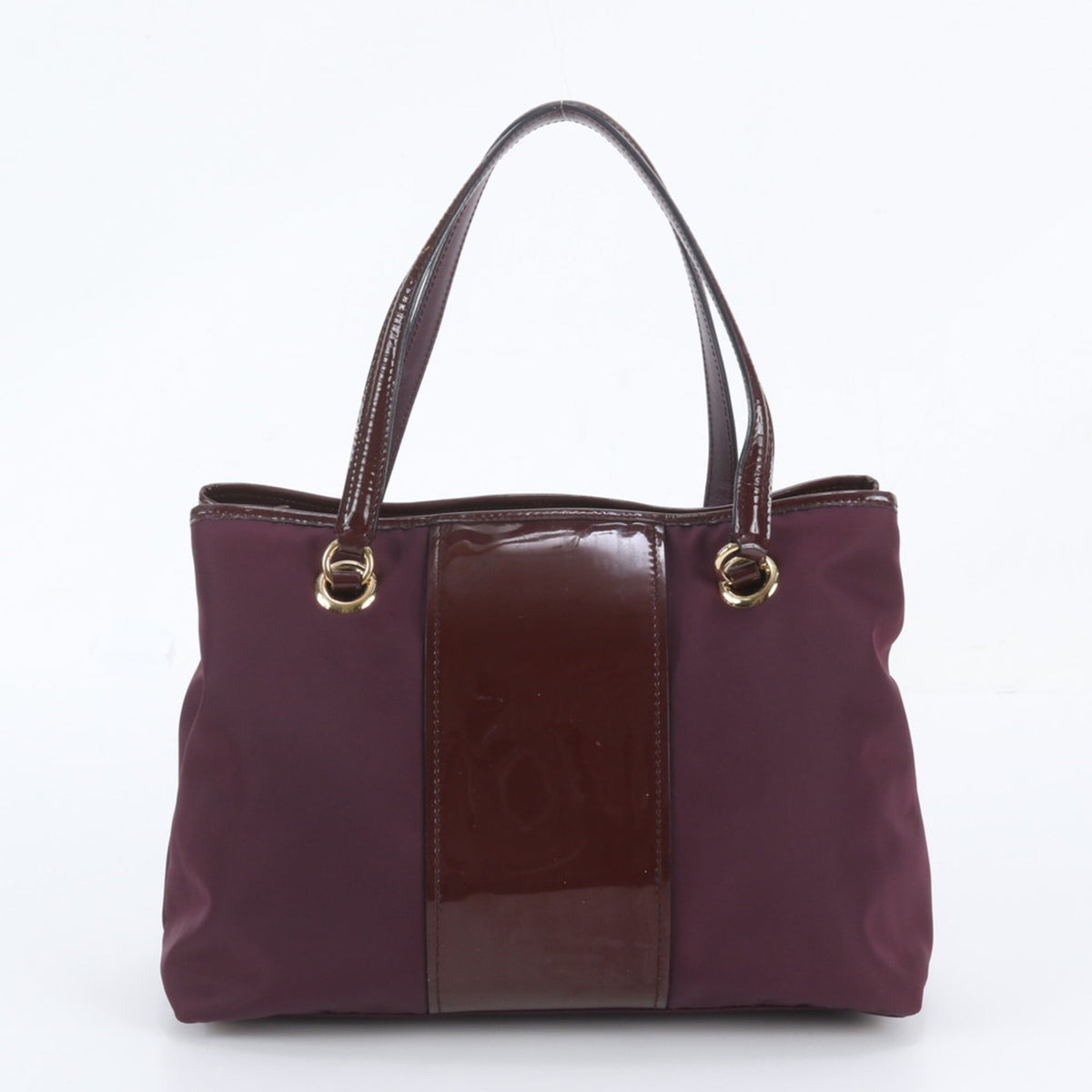 Salvatore Ferragamo Purple Leather Canvas Handbag Shoulder Bag Tote Bag (Pre-Owned)