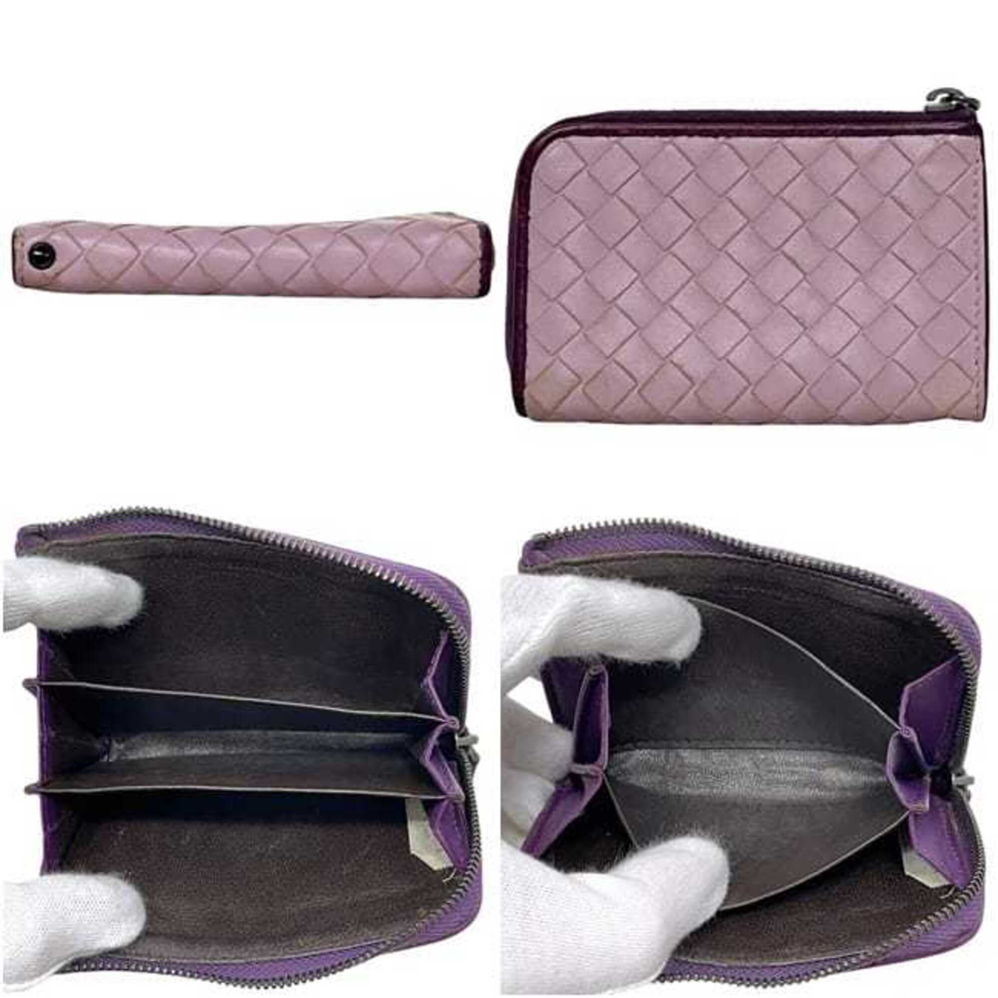 Bottega Veneta Purple Leather Coin Purse/Coin Case (Pre-Owned)