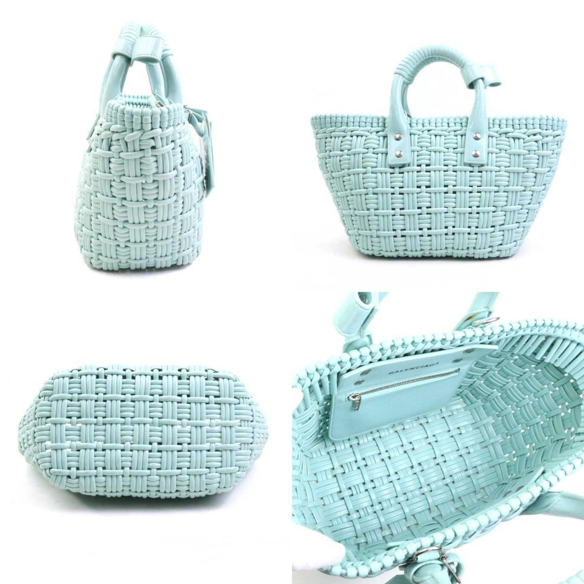 Balenciaga Light Blue Elastane Polyester Basket Handbag Shoulder Bag (Pre-Owned)