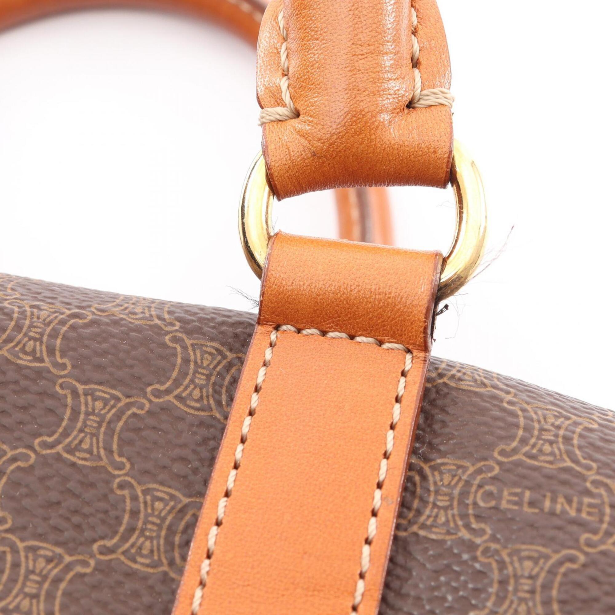 Celine Beige Brown Coated Canvas Leather Handbag (Pre-Owned)