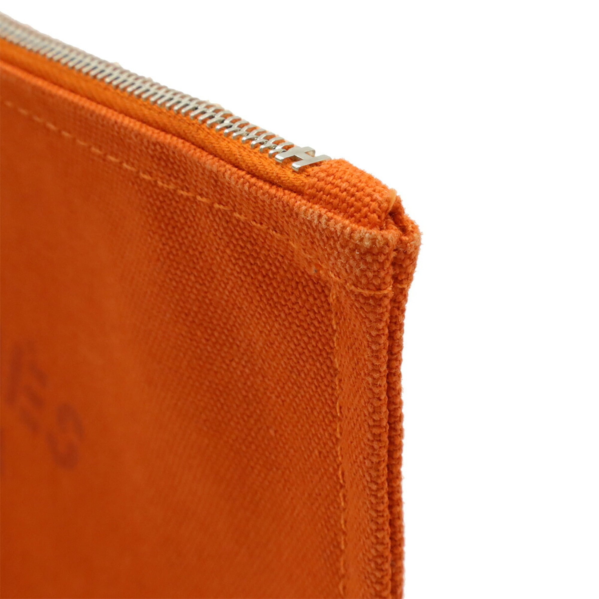 Hermes Orange Canvas Leather Pouch (Pre-Owned)
