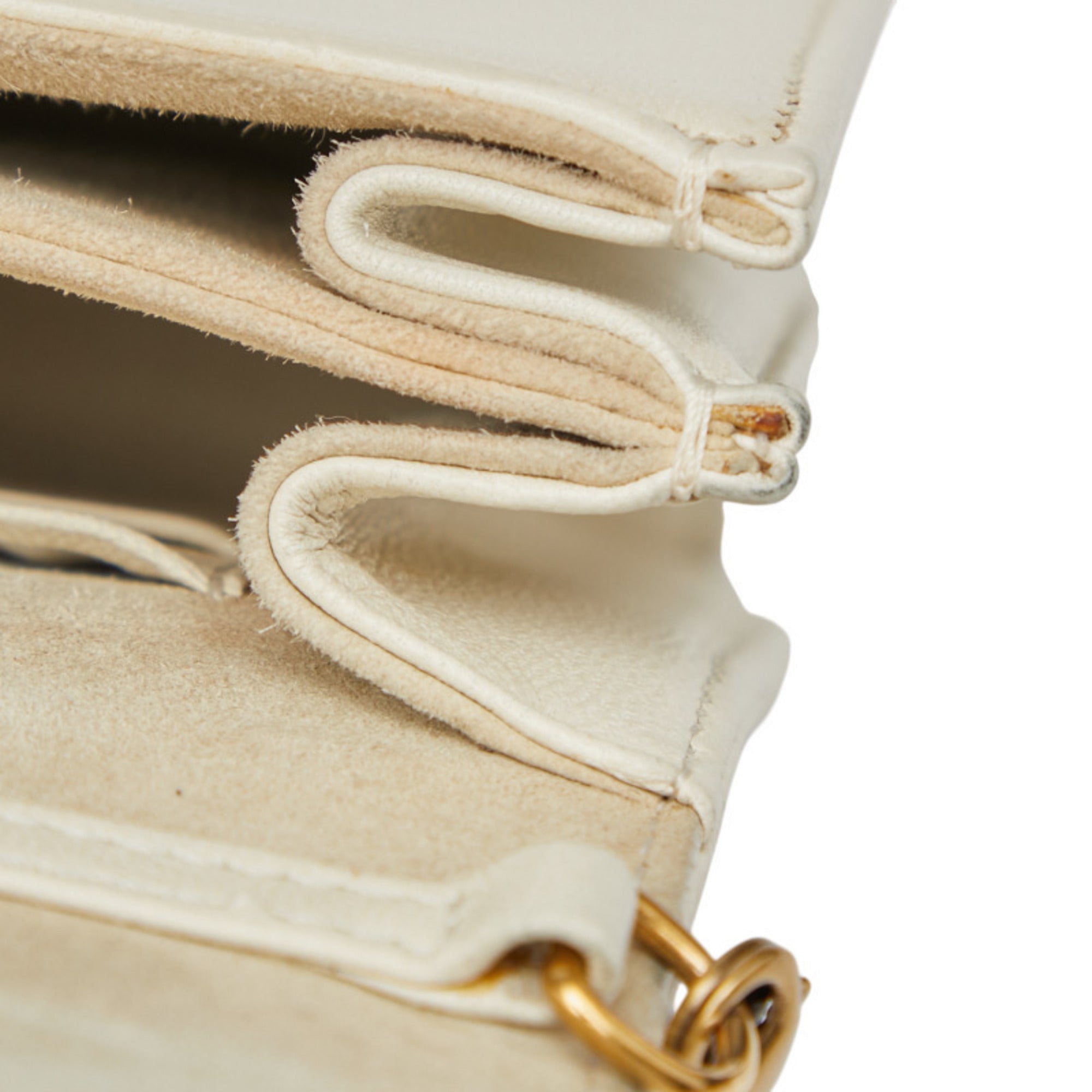 Christian Dior Gold Ivory White Leather Shoulder Bag (Pre-Owned)
