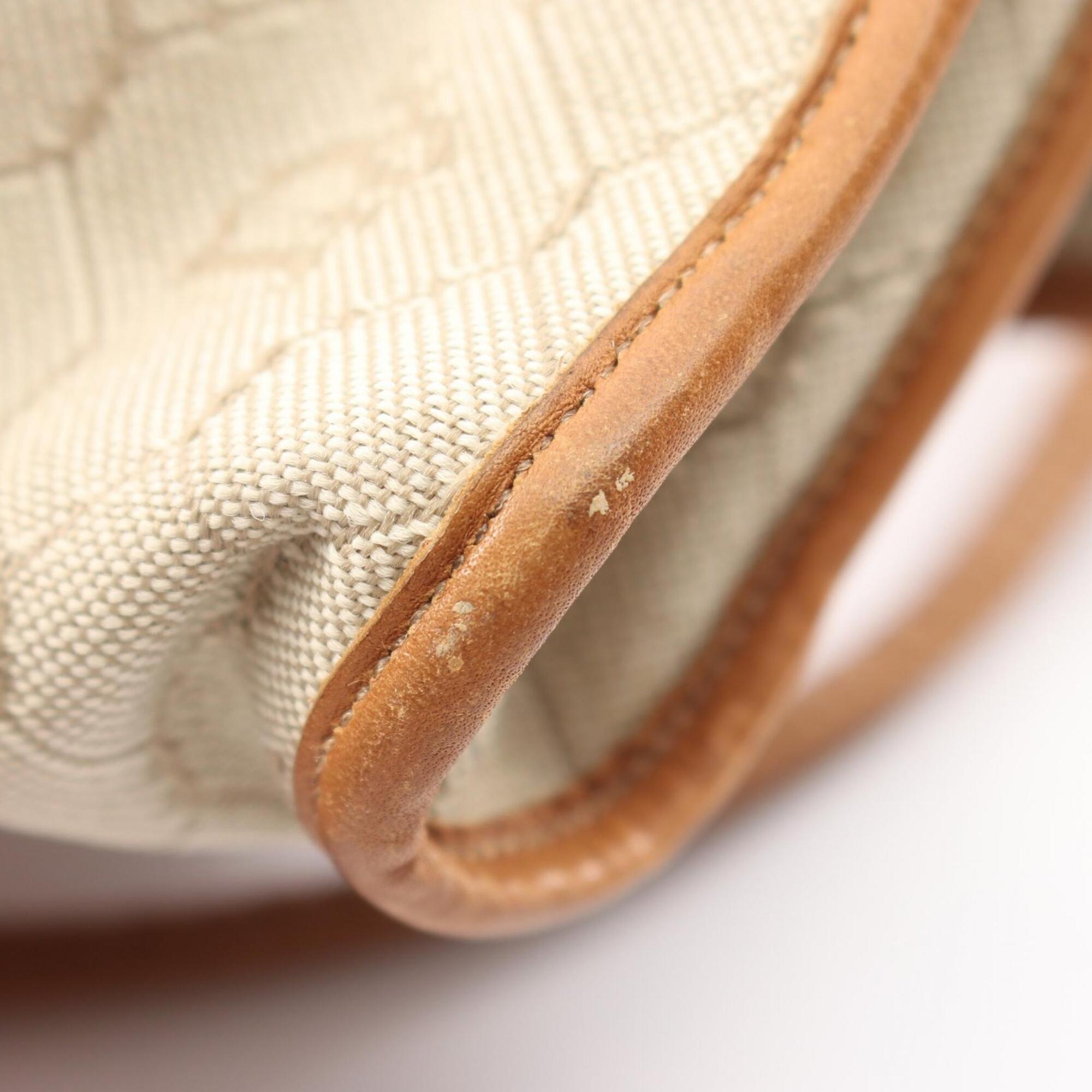 Christian Dior Beige Brown Coated Canvas Leather Handbag Shoulder Bag (Pre-Owned)