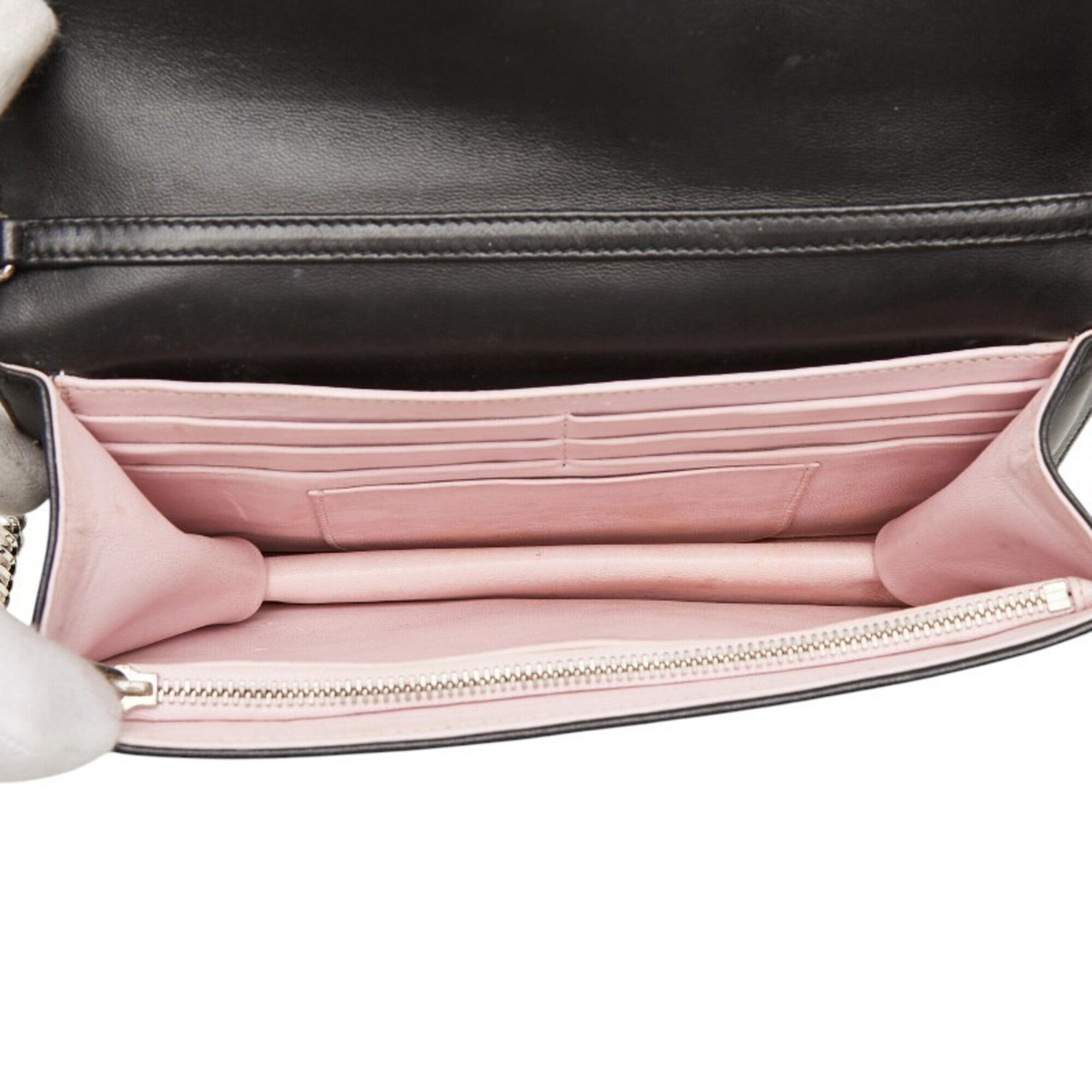 Christian Dior Black Pink Spangles Leather Shoulder Bag (Pre-Owned)
