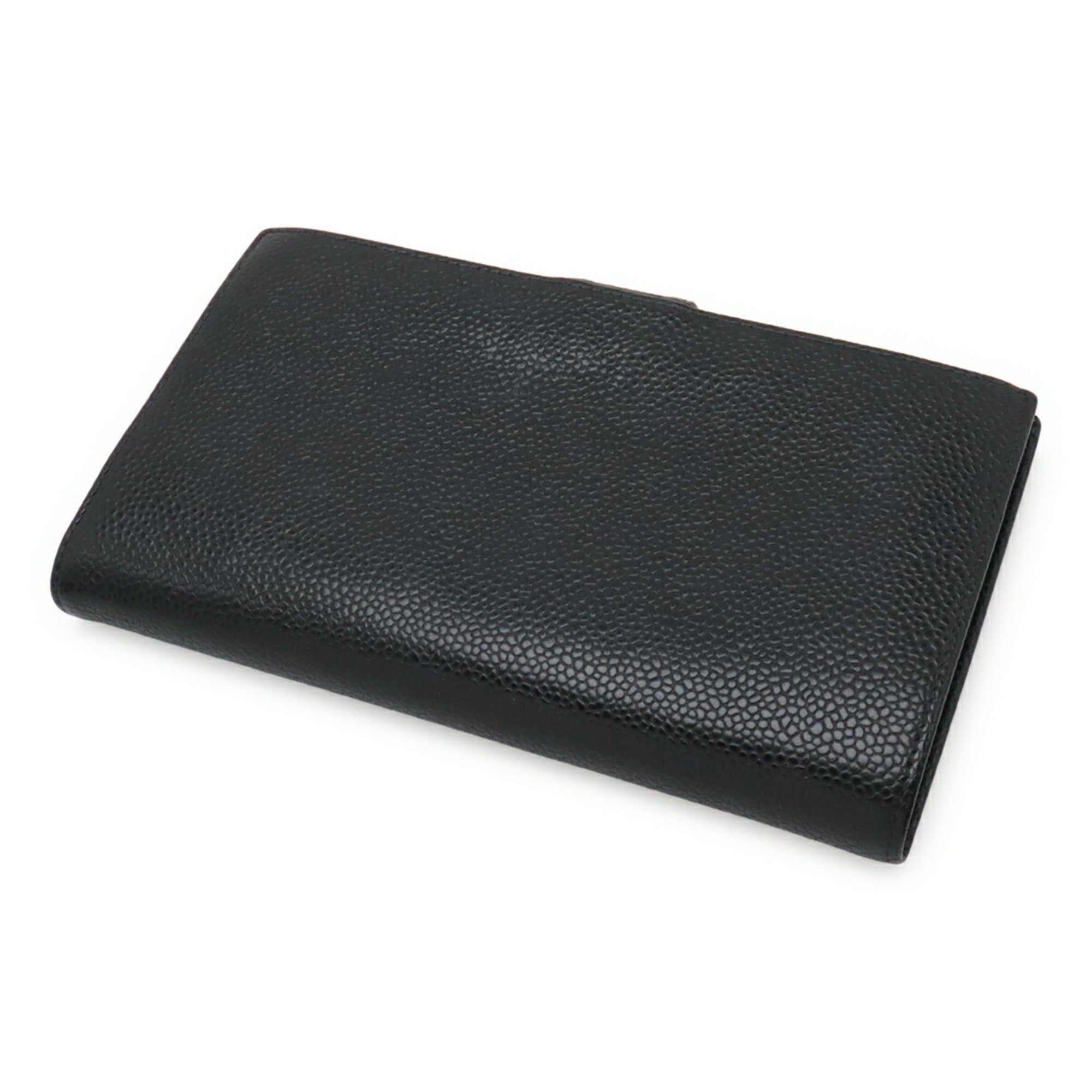 Chanel Black Grained Calfskin Long Wallet (Bi-Fold) (Pre-Owned)