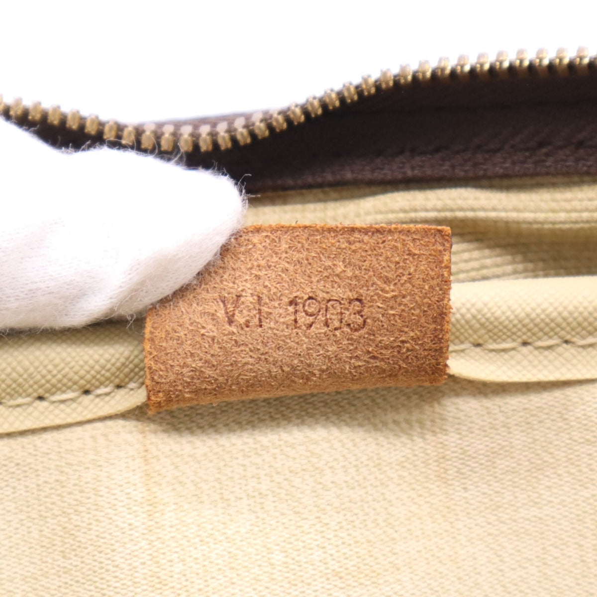 Louis Vuitton Beige Brown Coated Canvas Leather Handbag (Pre-Owned)