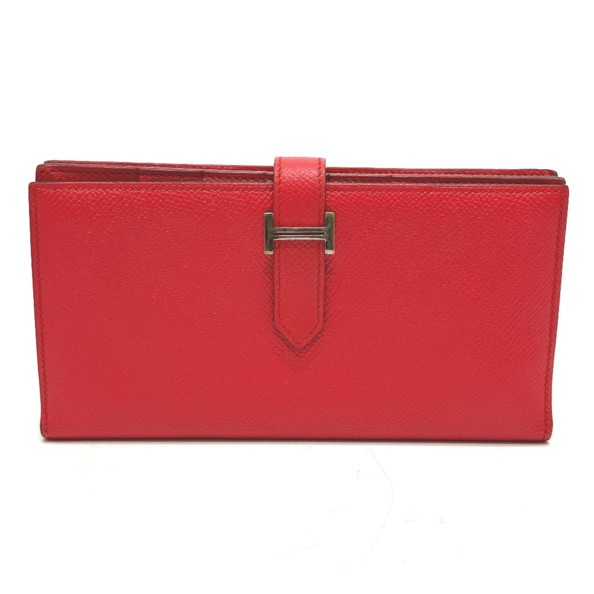 Hermes Red Color Epsom Leather Long Wallet (Bi-Fold) (Pre-Owned)