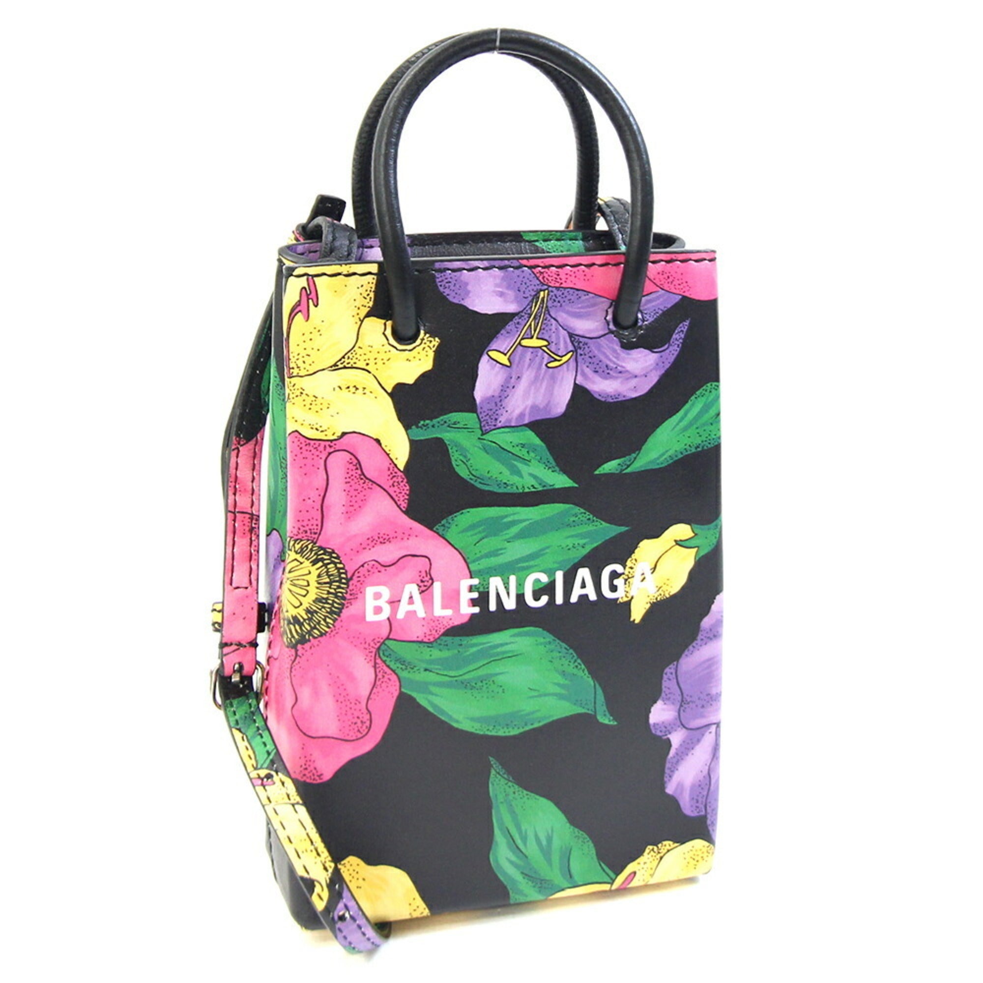 Balenciaga Black Multi-Color Leather Handbag Pochette (Pre-Owned)