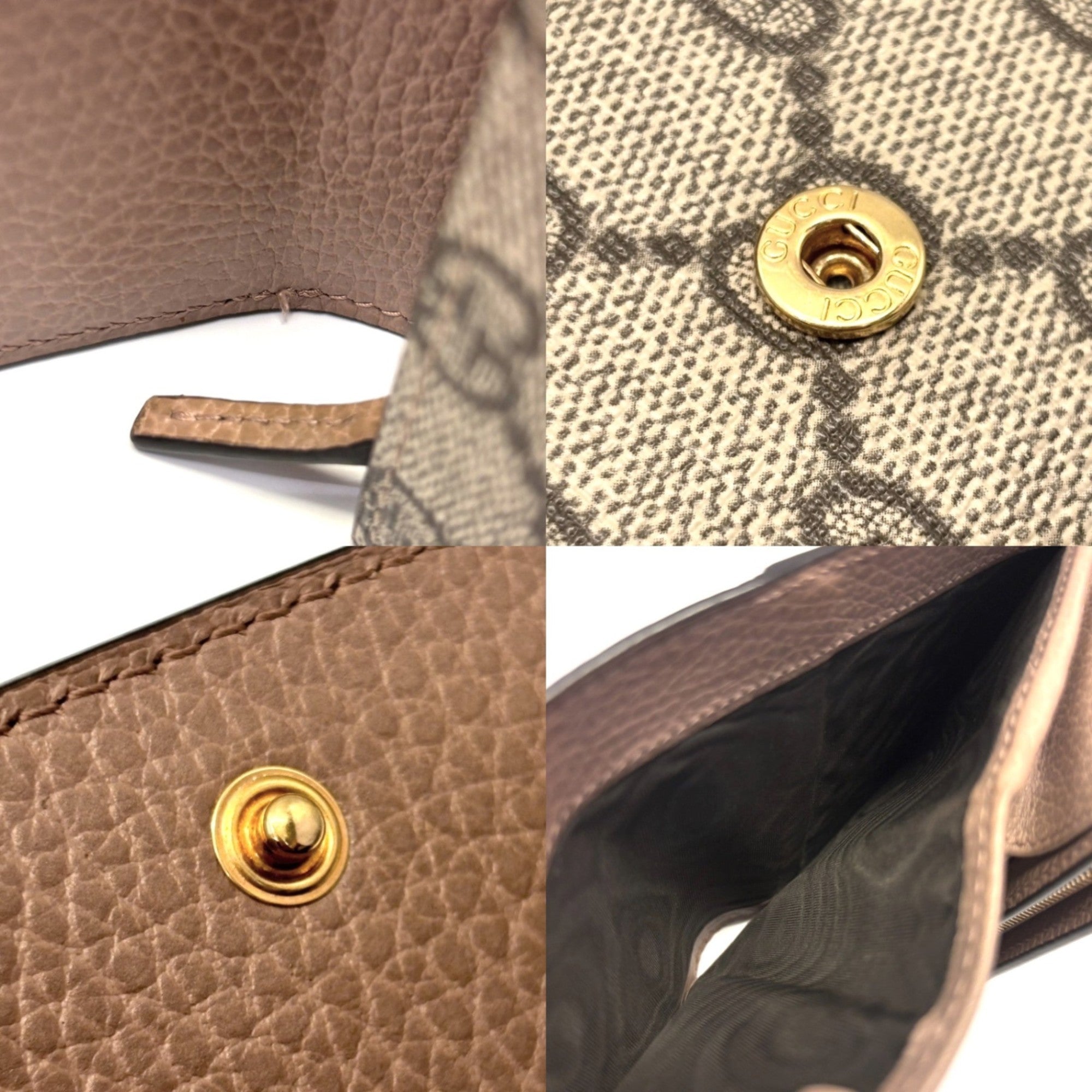 Gucci Pink Beige Gg Supreme Leather Wallet (Bi-Fold) (Pre-Owned)