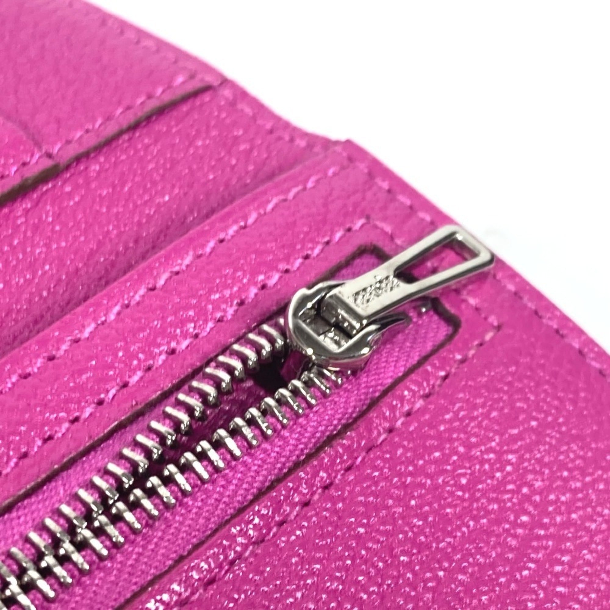 Hermes Pink Purple Chevre Leather Wallet (Tri-Fold) (Pre-Owned)