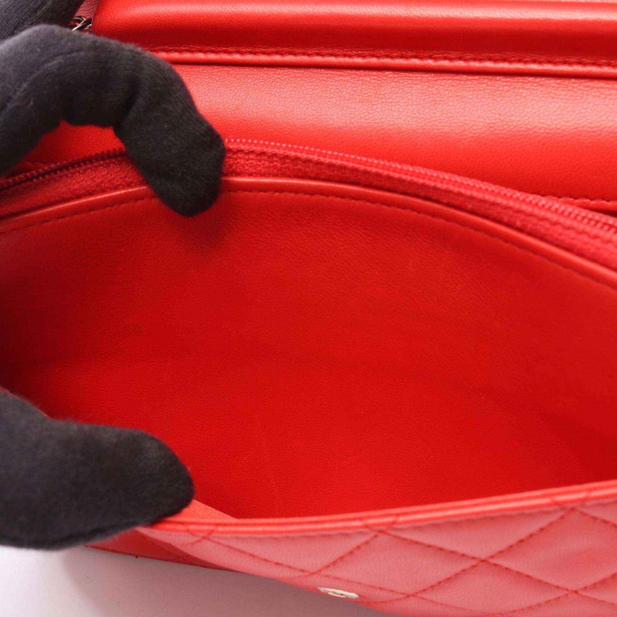 Chanel Red Color Leather Handbag Shoulder Bag (Pre-Owned)