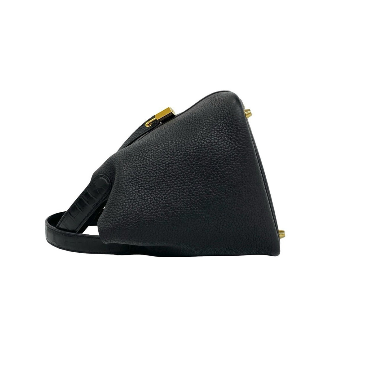 Hermes Black Taurillon Clemence Leather Handbag Tote Bag (Pre-Owned)