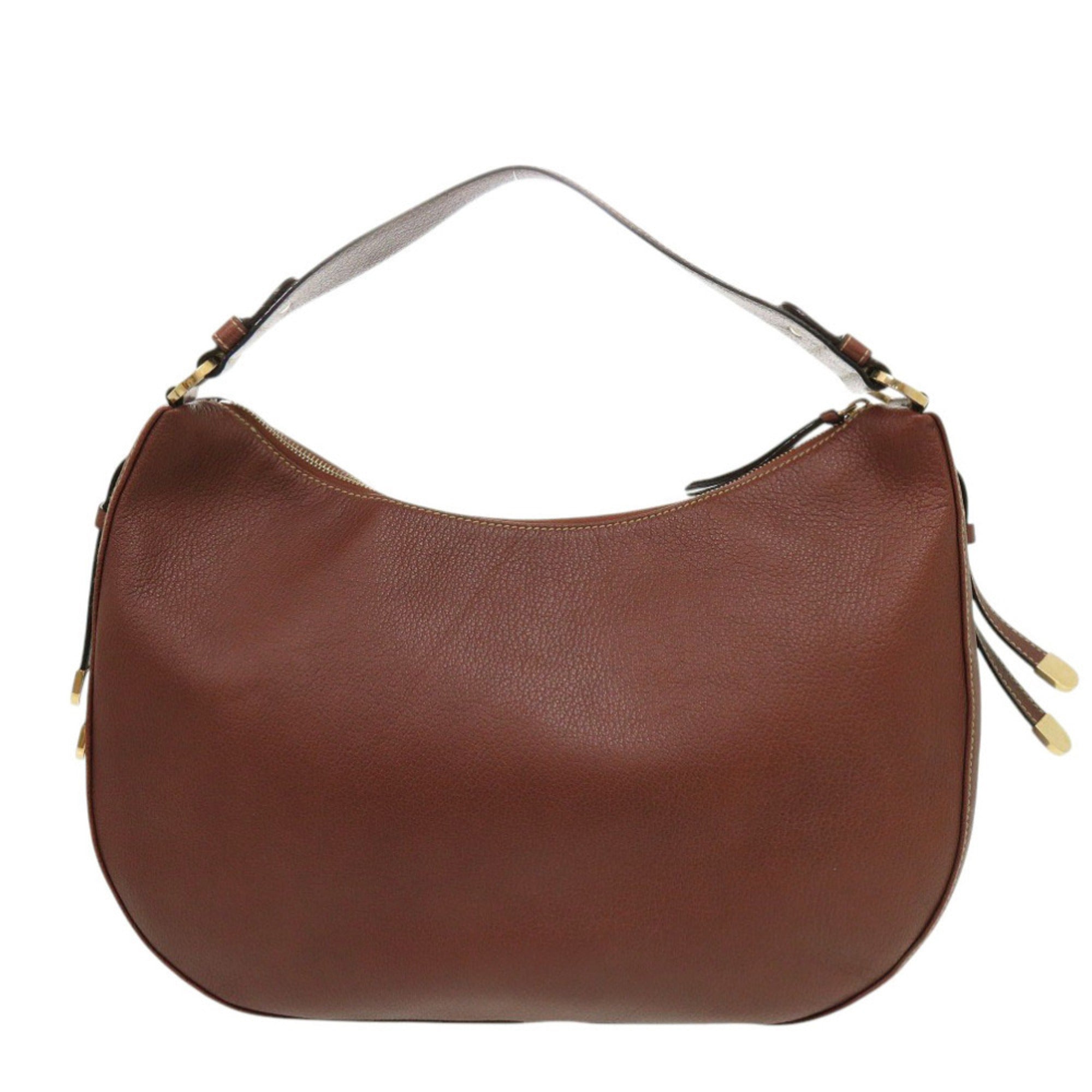 Bvlgari Brown Leather Handbag Shoulder Bag (Pre-Owned)