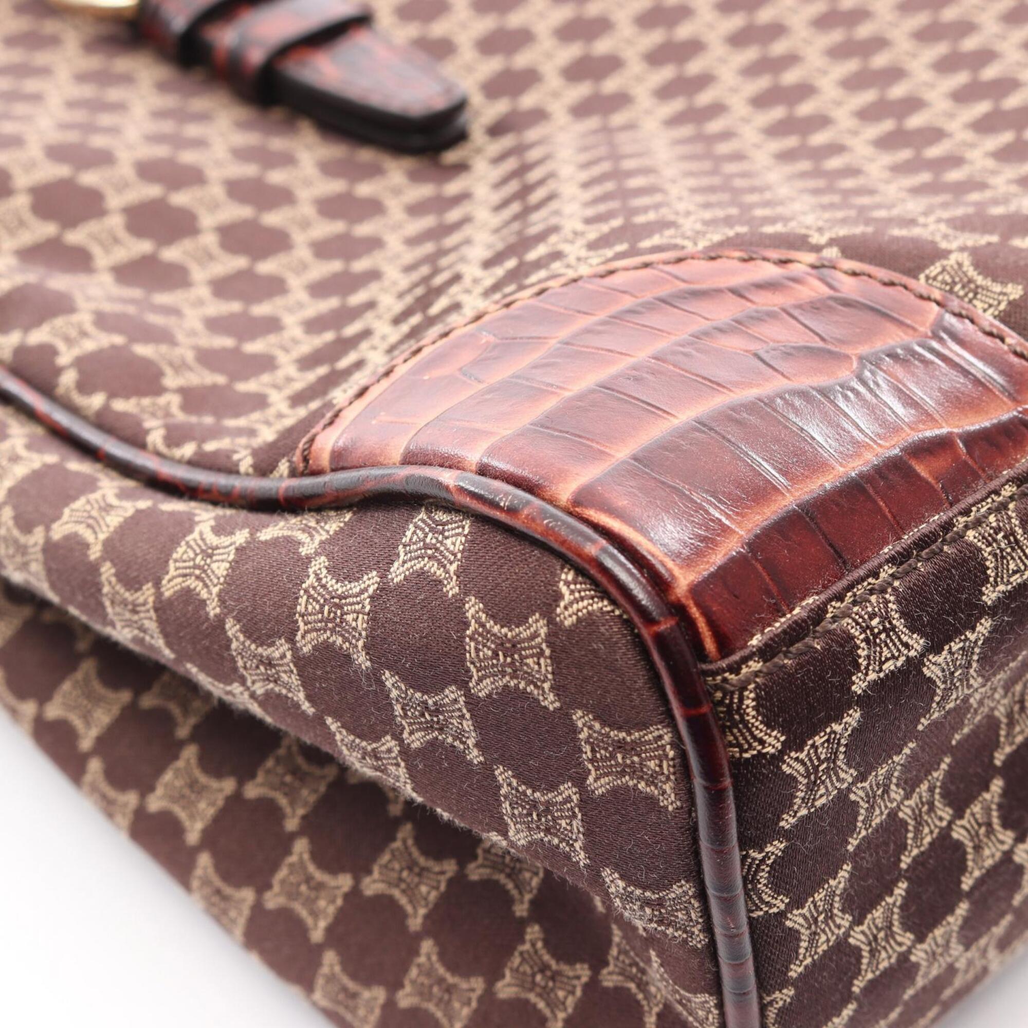 Celine Macadam Brown Canvas Leather Handbag Tote Bag (Pre-Owned)