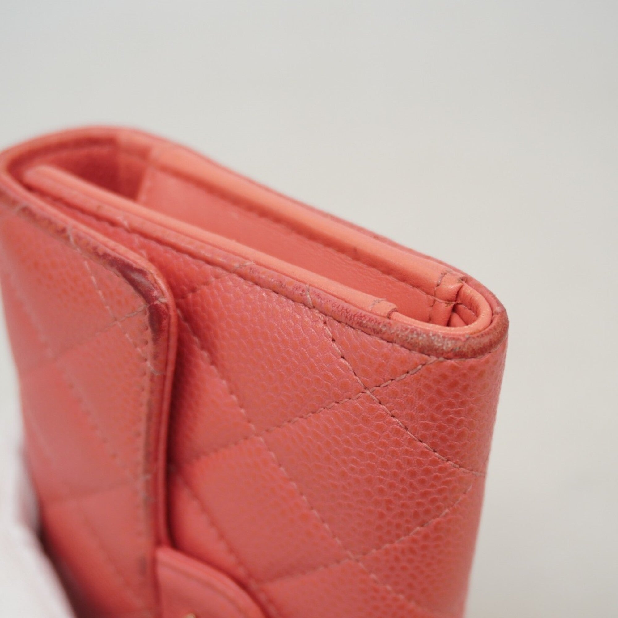 Chanel Pink Grained Calfskin Wallet (Tri-Fold) (Pre-Owned)