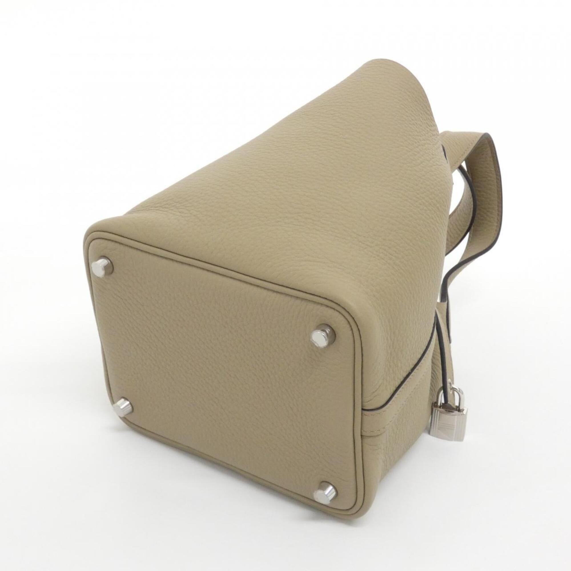 Hermes Beige Taurillon Clemence Leather Handbag (Pre-Owned)