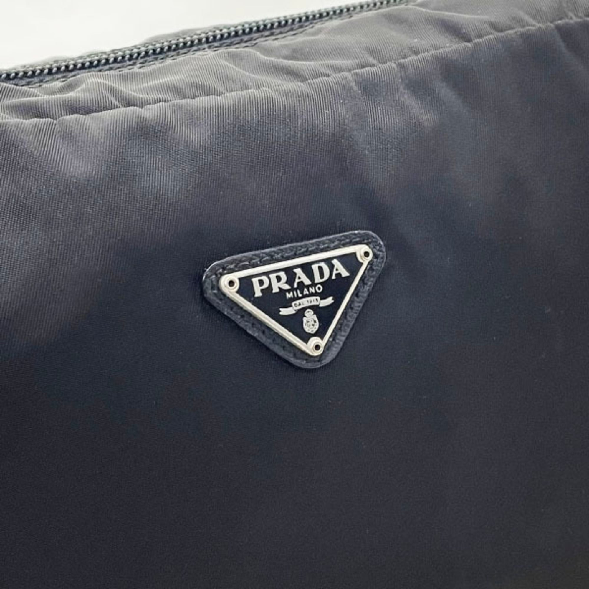 Prada Black Nero Nylon Leather Pouch (Pre-Owned)