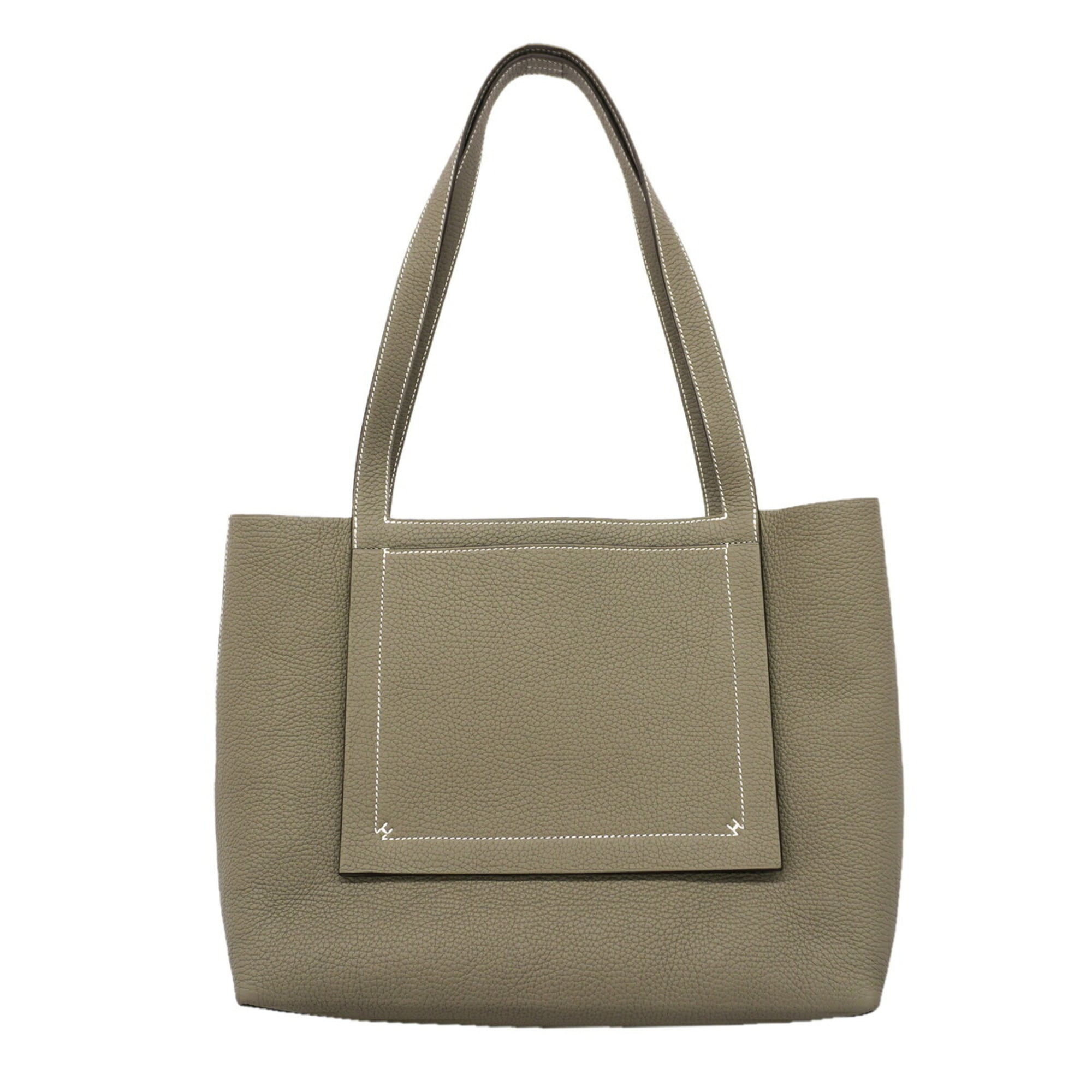 Hermes Gray Taurillon Clemence Leather Tote Bag (Pre-Owned)