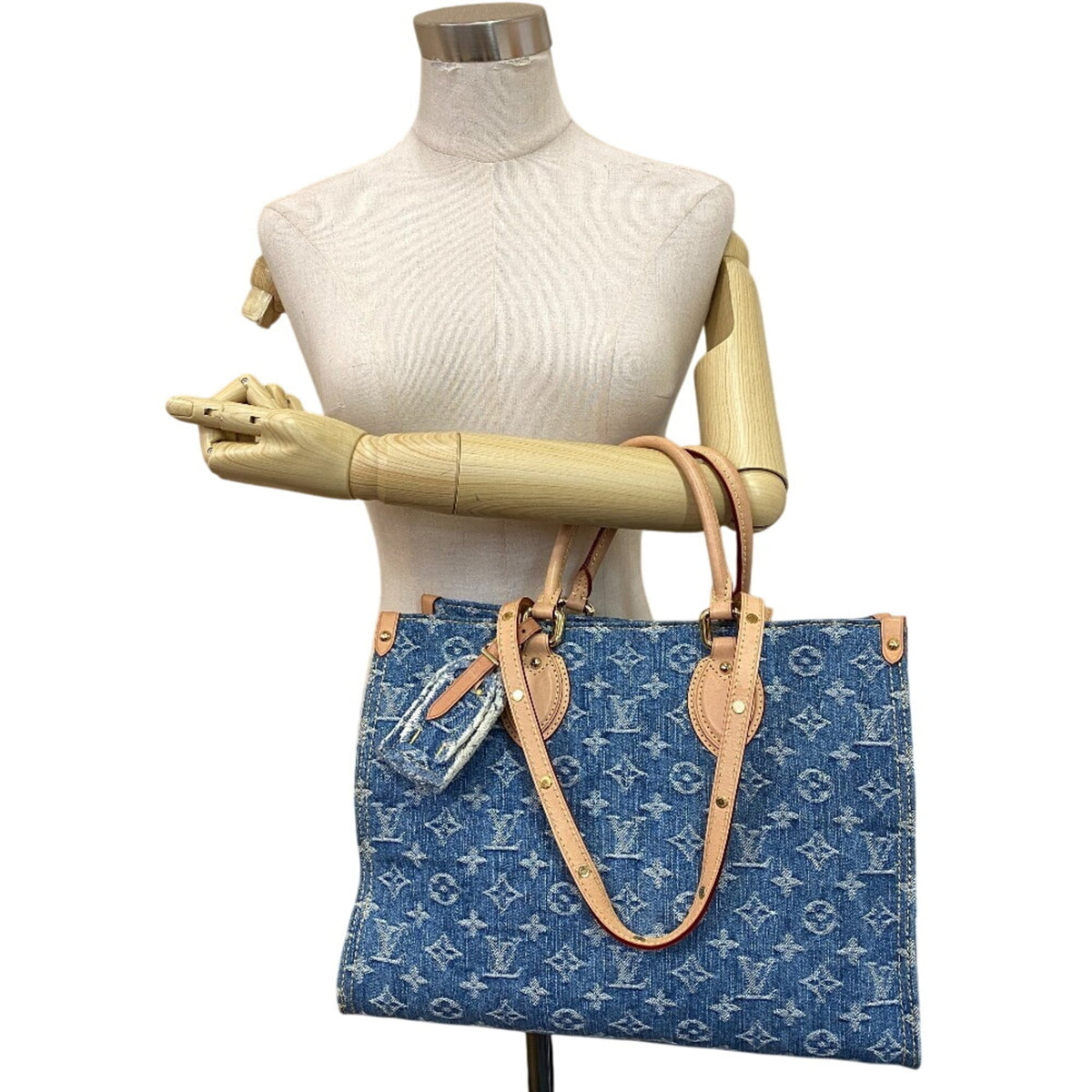 Louis Vuitton Blue Monogram Denim Leather Shoulder Bag Tote Bag (Pre-Owned)