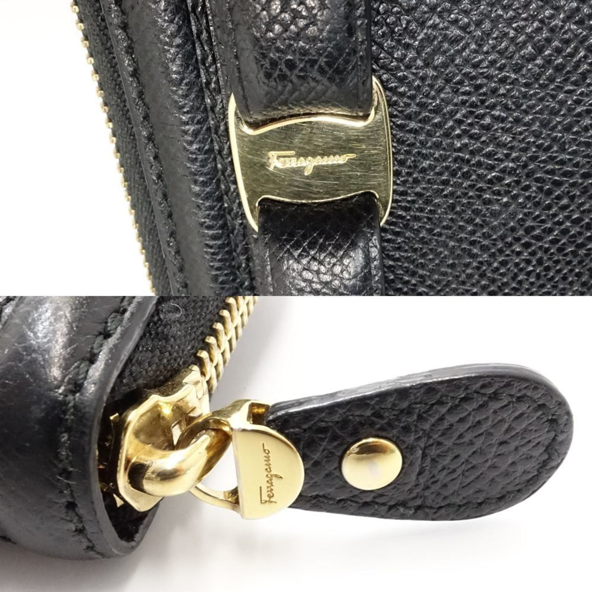 Salvatore Ferragamo Black Leather Coin Purse/Coin Case (Pre-Owned)