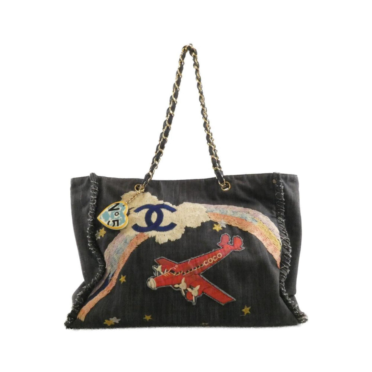 Chanel Blue Red Color Denim Handbag (Pre-Owned)