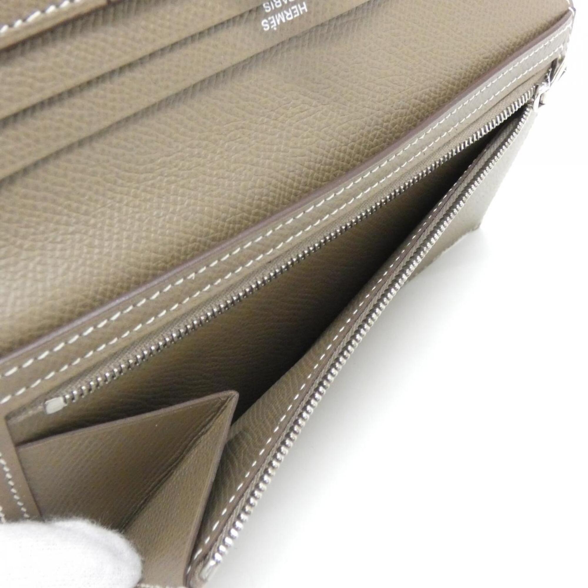 Hermes Etoupe Gray Epsom Leather Long Wallet (Bi-Fold) (Pre-Owned)