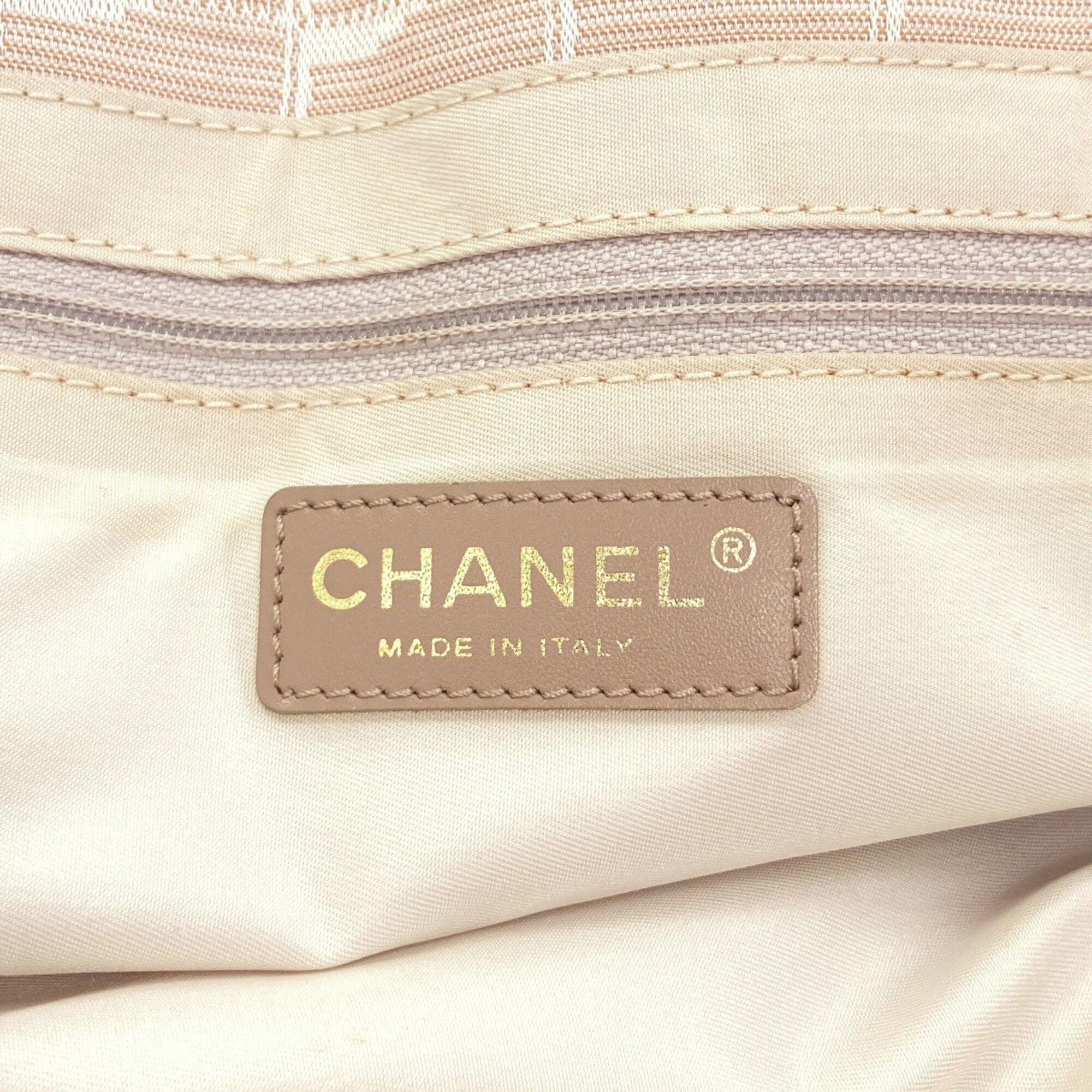 Chanel New Travel Line Beige Jacquard Tote Bag (Pre-Owned)