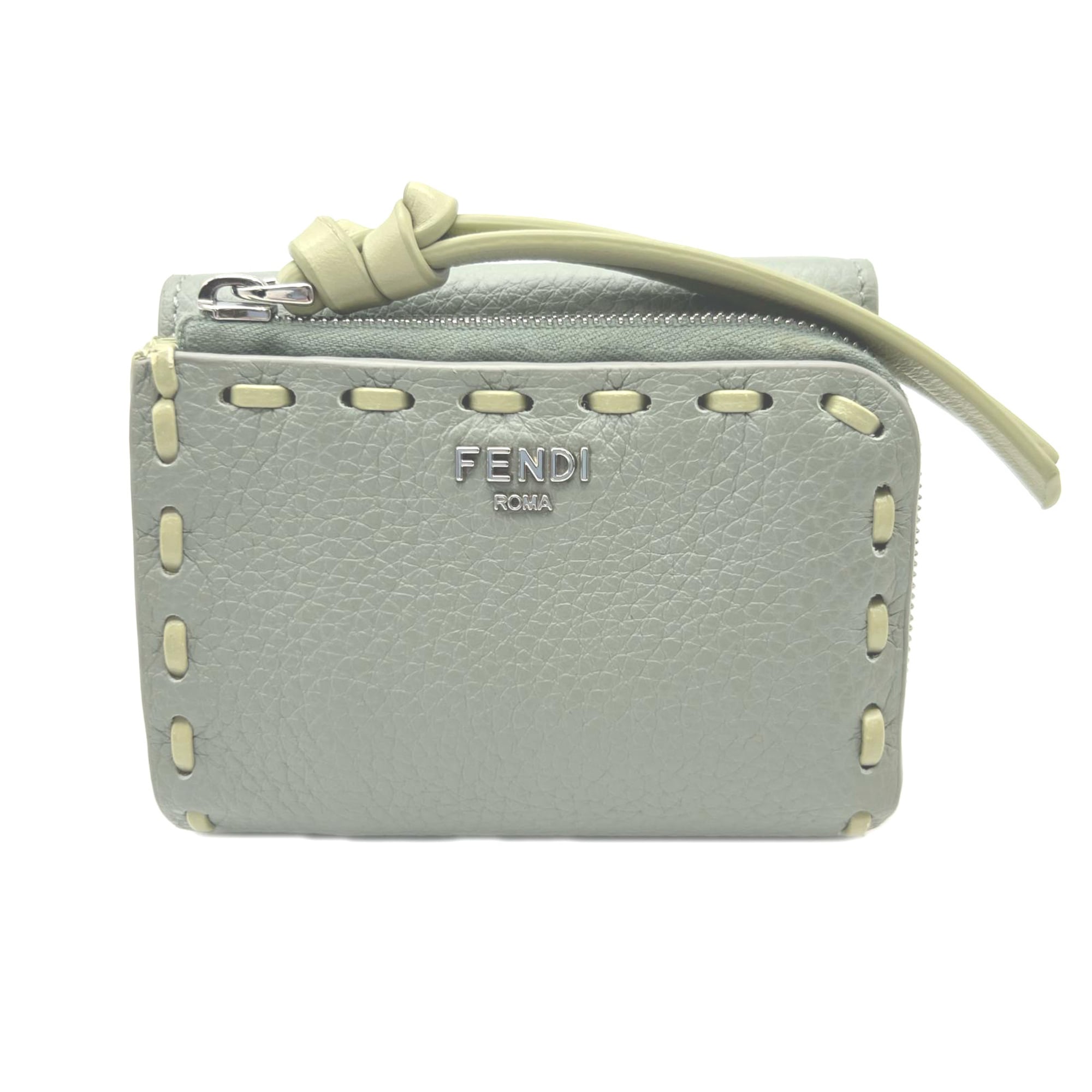 Fendi Green Leather Wallet (Tri-Fold) (Pre-Owned)