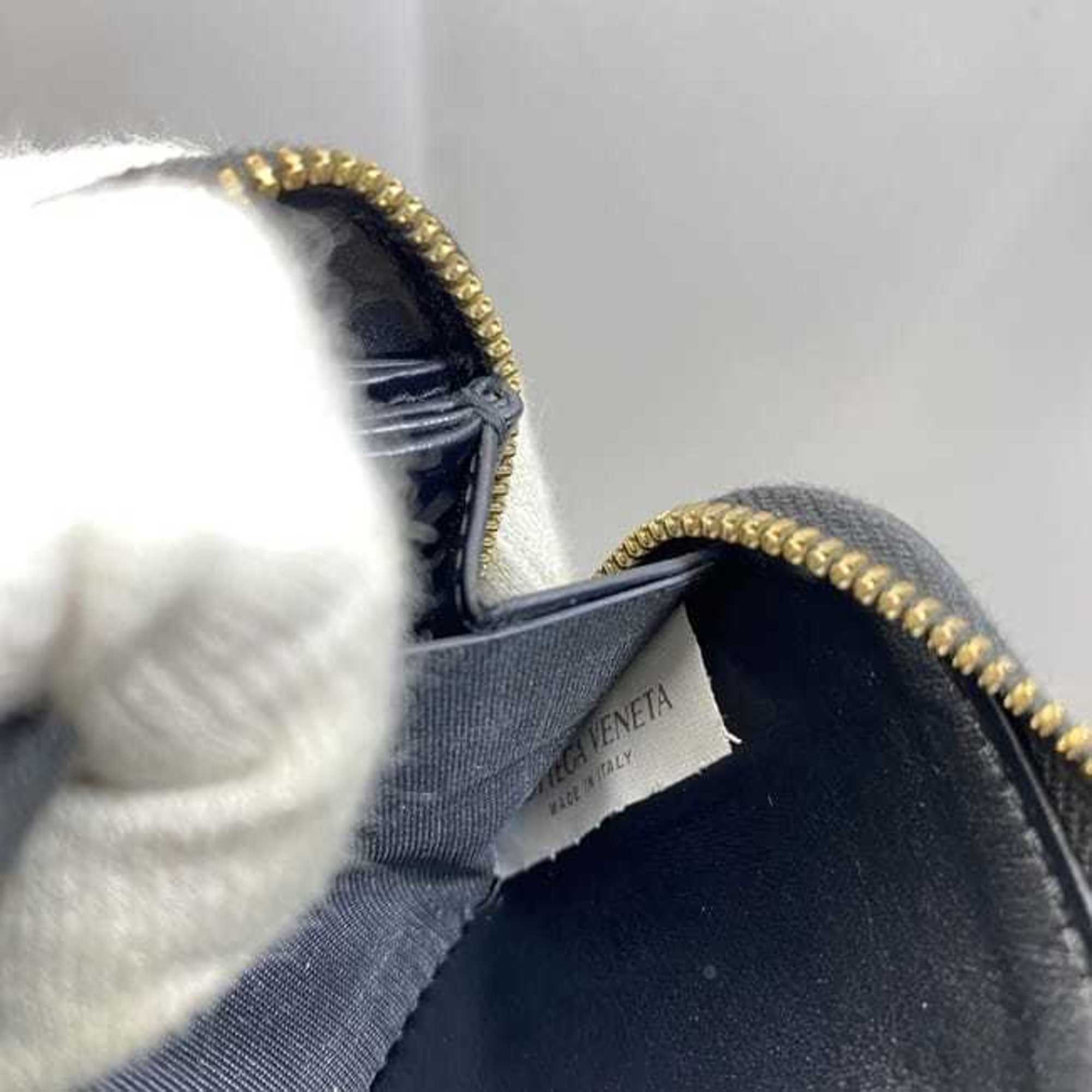 Bottega Veneta Black Leather Coin Purse/Coin Case (Pre-Owned)