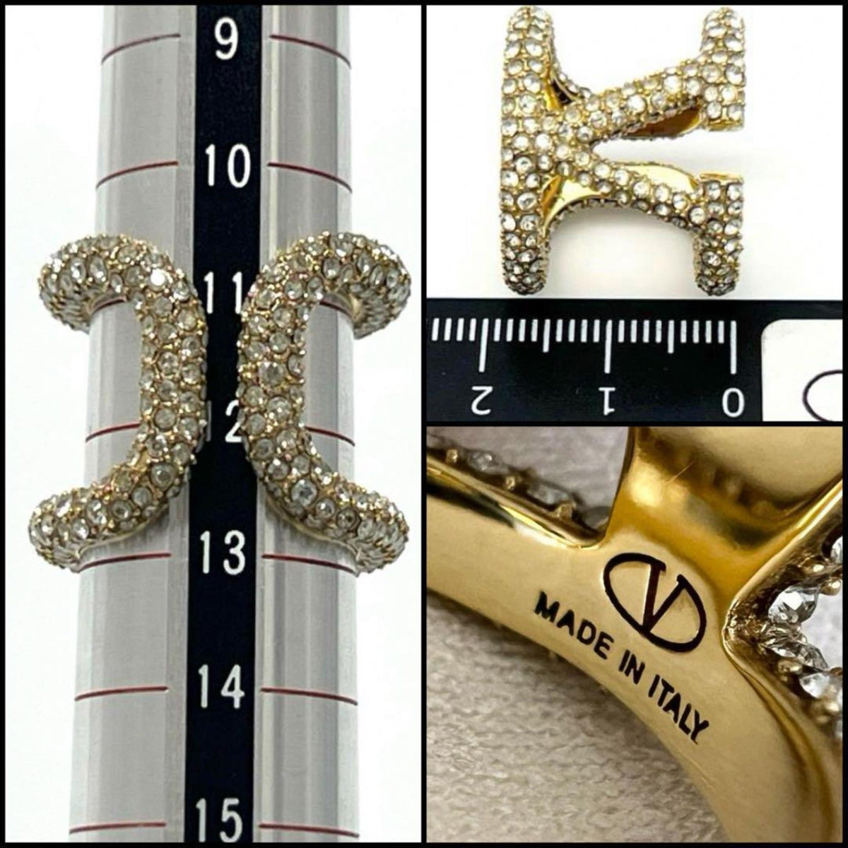 Valentino Gold Metal Rhinestone Band Ring (Pre-Owned)