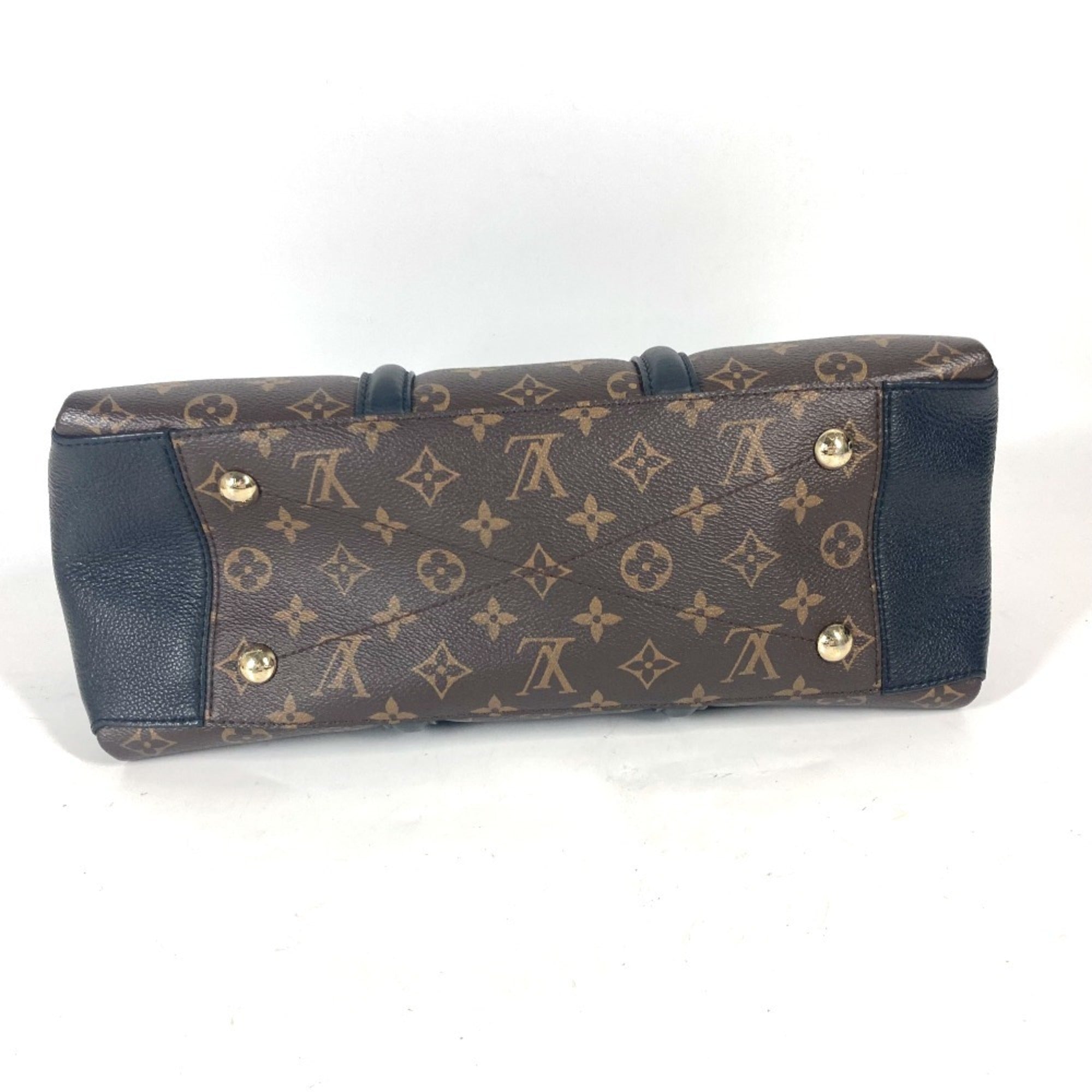 Louis Vuitton Black Brown Monogram Canvas Handbag Tote Bag (Pre-Owned)
