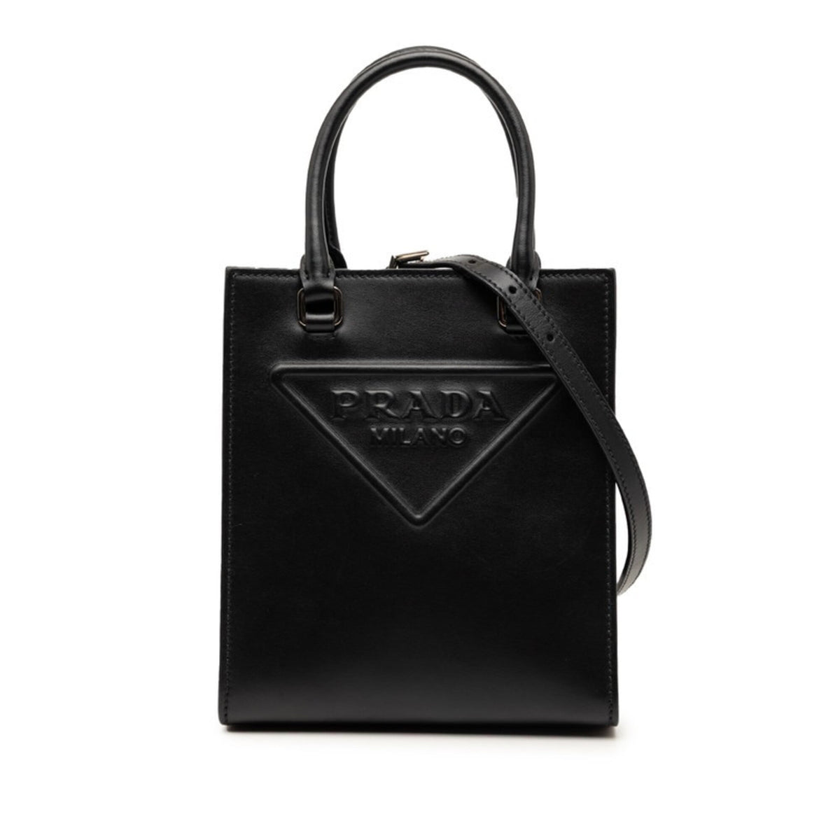 Prada Black Leather Handbag Shoulder Bag (Pre-Owned)