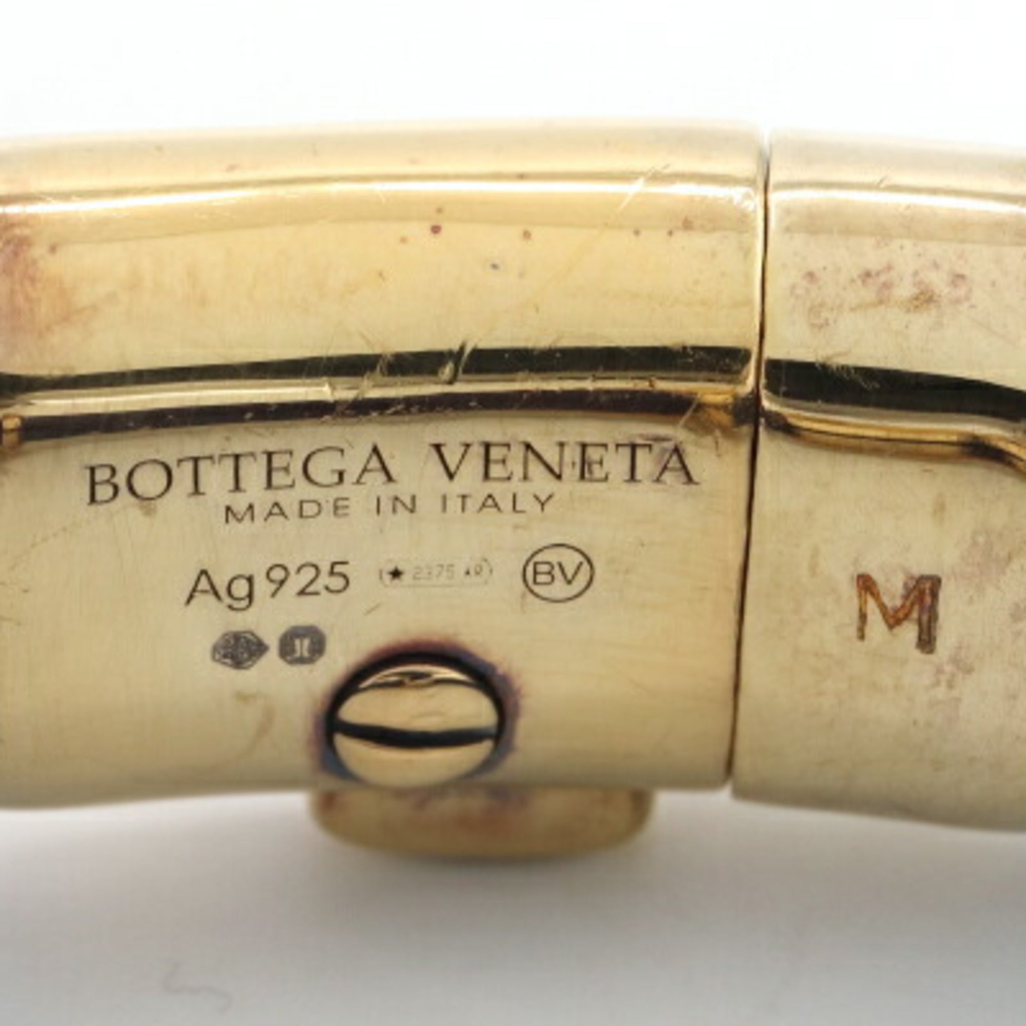 Bottega Veneta Gold Purple Leather Sterling Silver 925 Charm Bracelet (Pre-Owned)