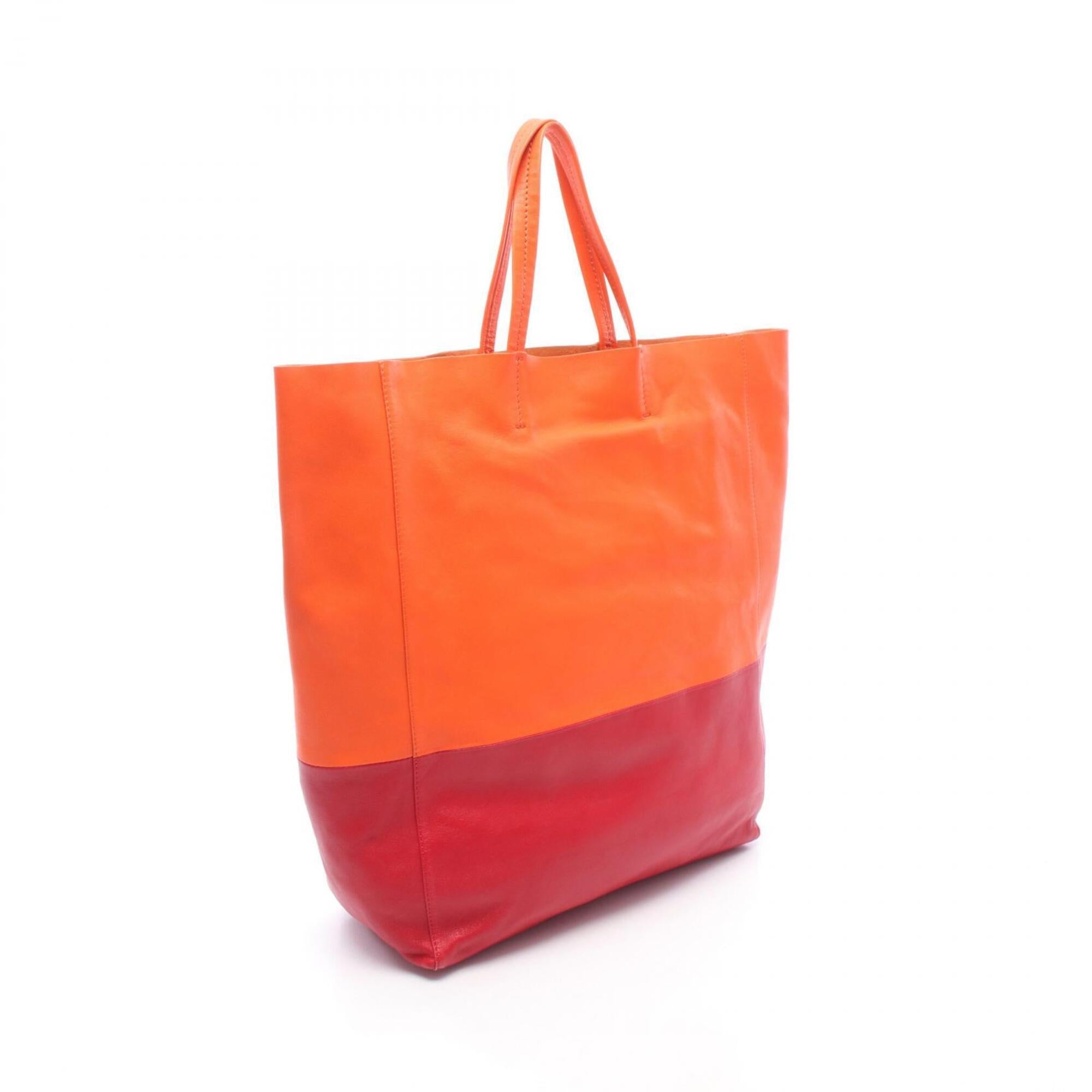 Celine Orange Red Color Leather Handbag Tote Bag (Pre-Owned)
