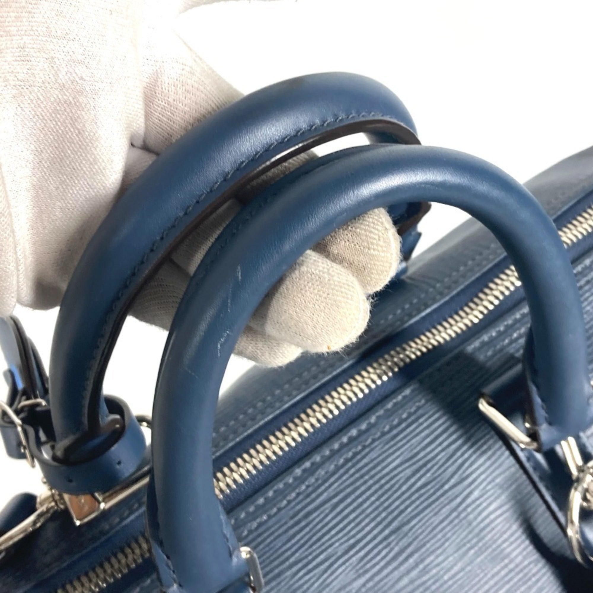 Louis Vuitton Navy Blue Epi Leather Boston Bag Handbag Shoulder Bag (Pre-Owned)