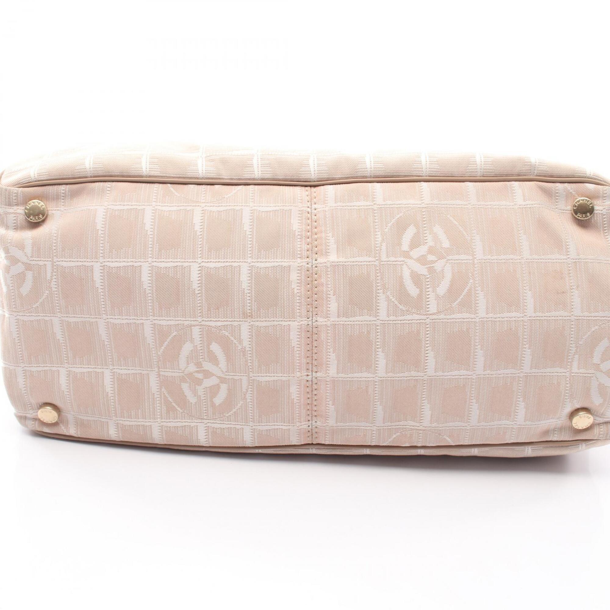 Chanel Pink Leather Nylon Canvas Handbag Tote Bag (Pre-Owned)