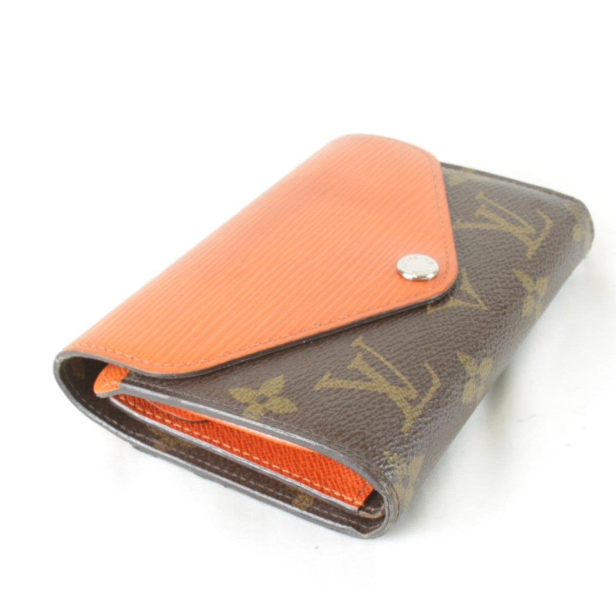 Louis Vuitton Brown Monogram Orange Monogram Epi Leather Wallet (Tri-Fold) (Pre-Owned)