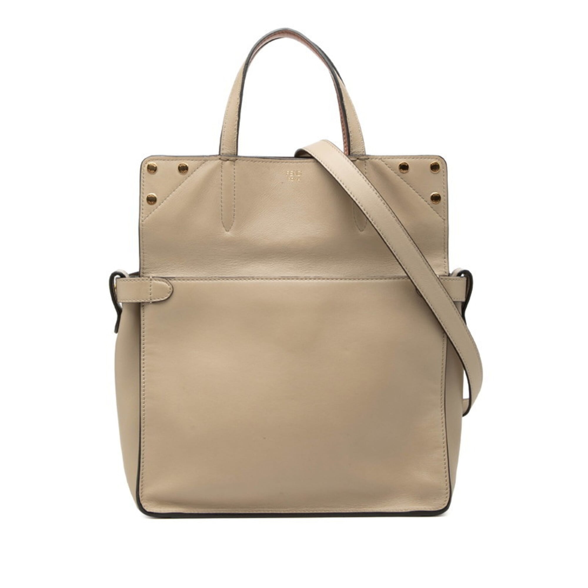 Fendi Beige Leather Handbag Shoulder Bag (Pre-Owned)