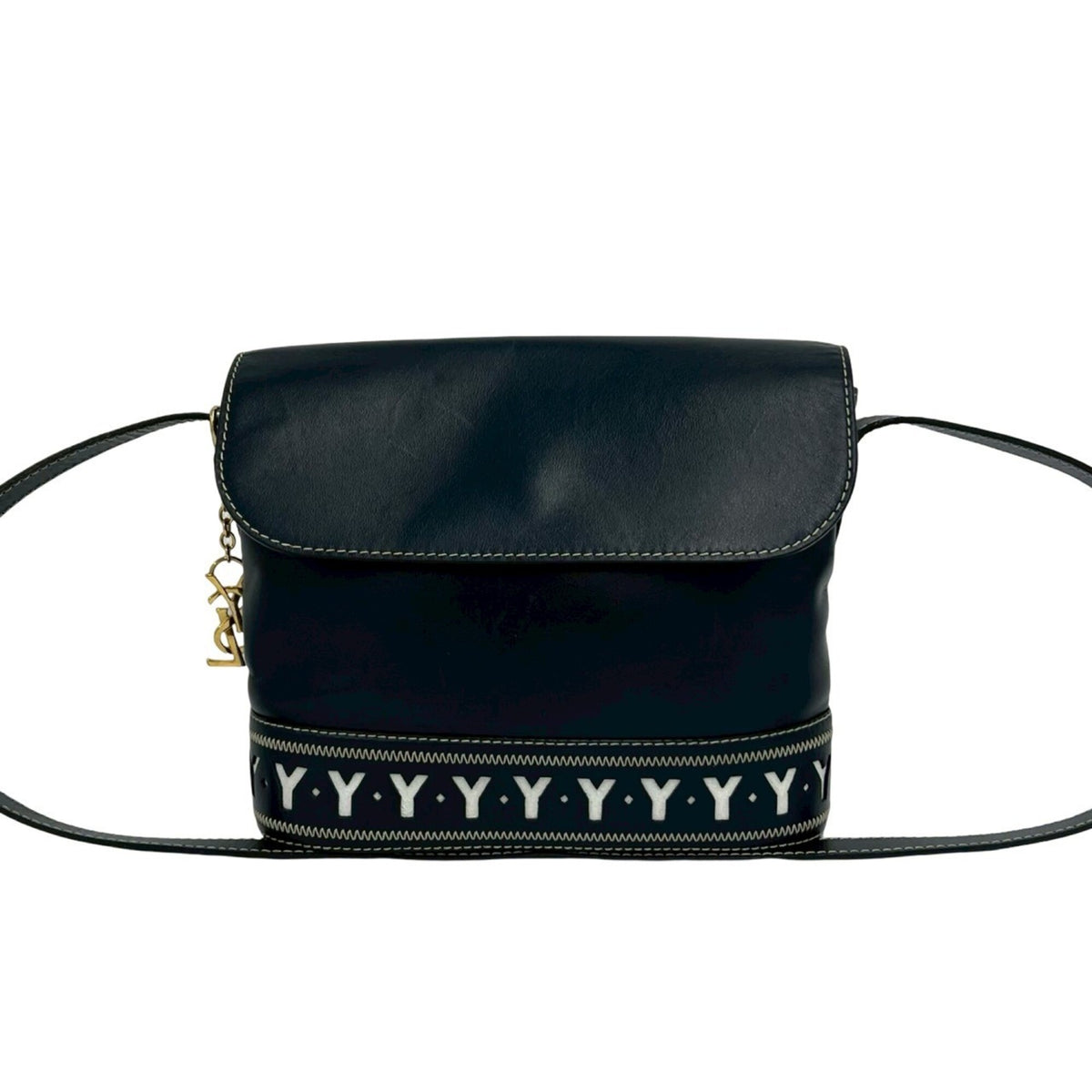 Yves Saint Laurent Navy Leather Shoulder Bag (Pre-Owned)