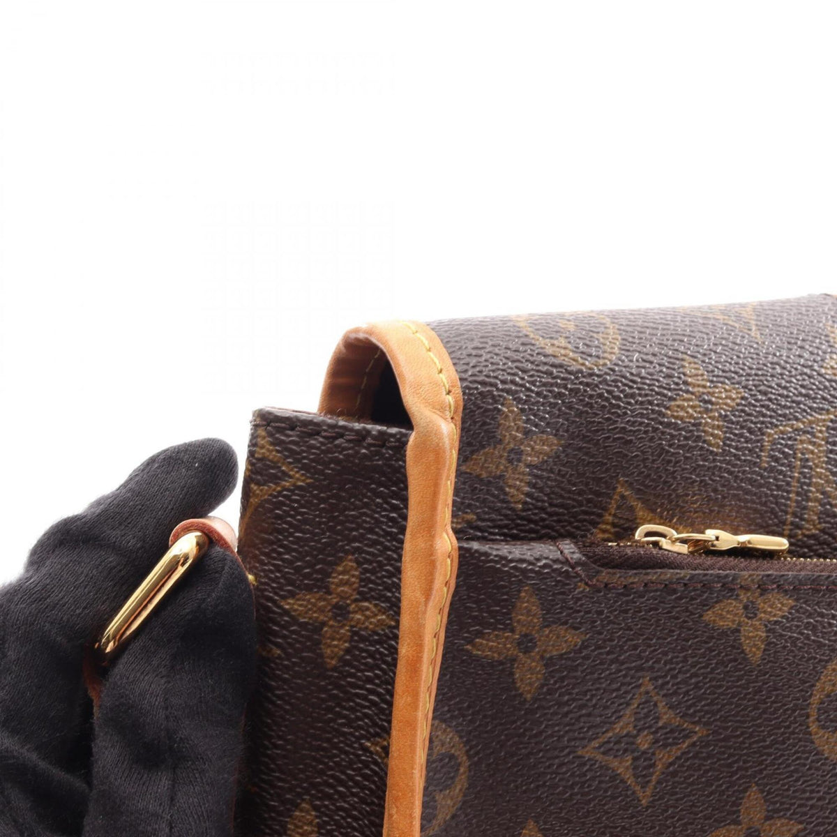 Louis Vuitton Brown Coated Canvas Leather Handbag Shoulder Bag (Pre-Owned)