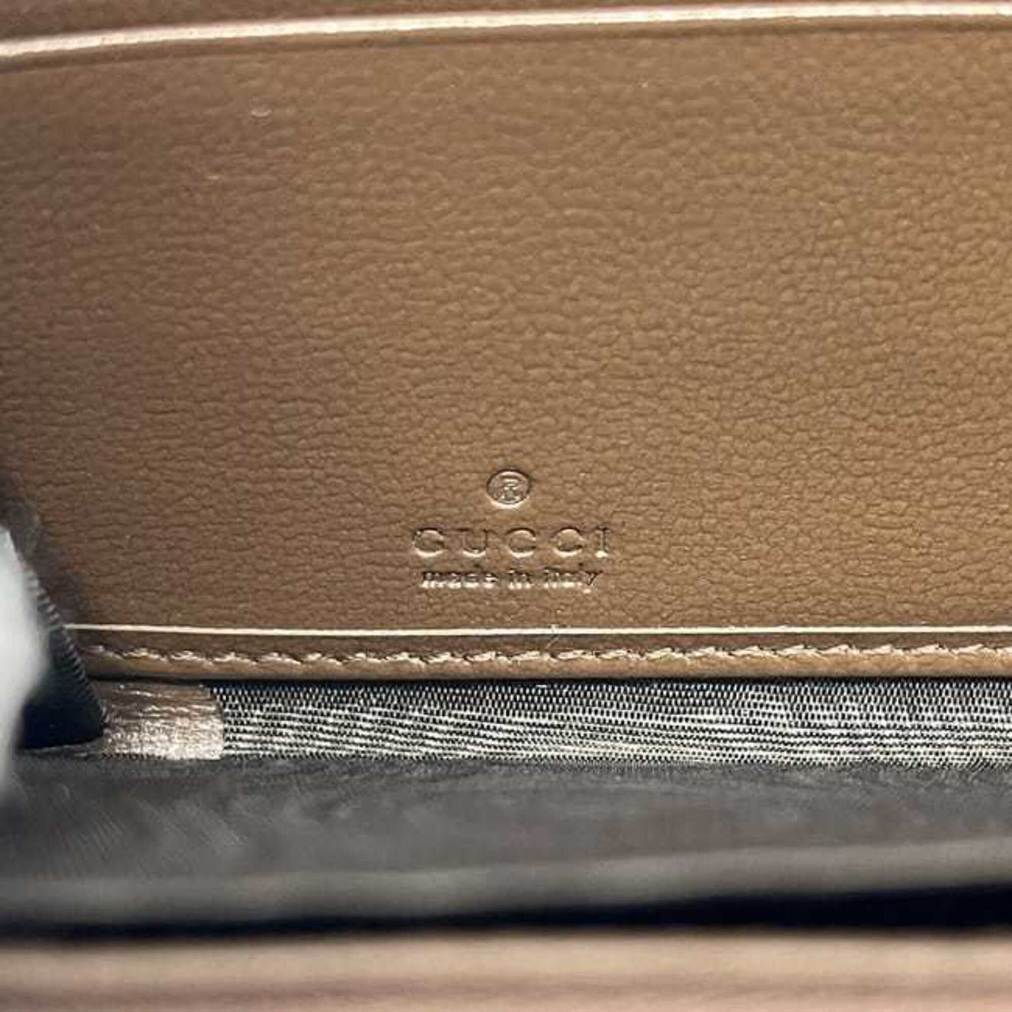 Gucci Beige Brown Pvc Leather Long Wallet (Bi-Fold) (Pre-Owned)